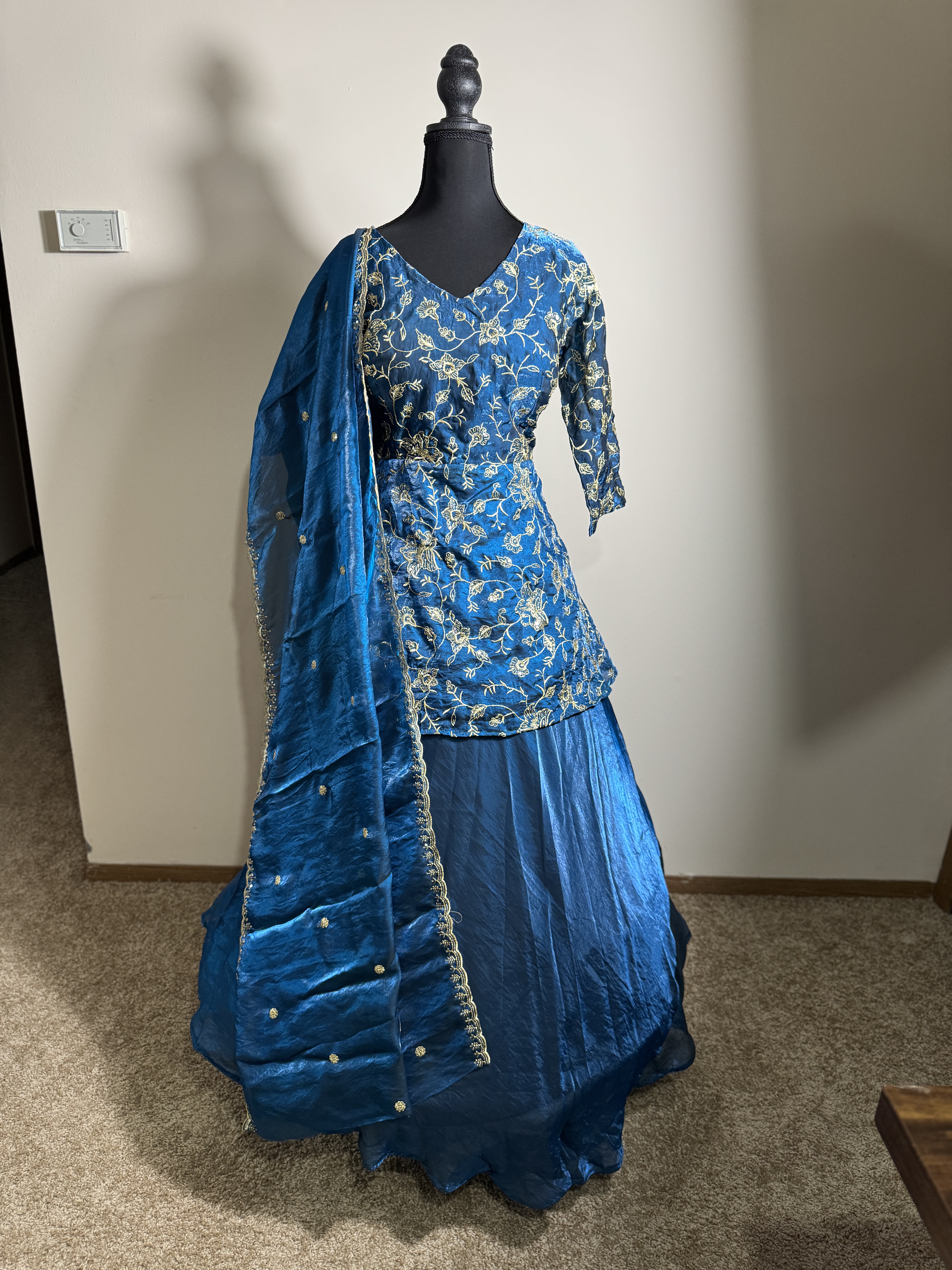 Sky Blue Embroidered Lehenga Set