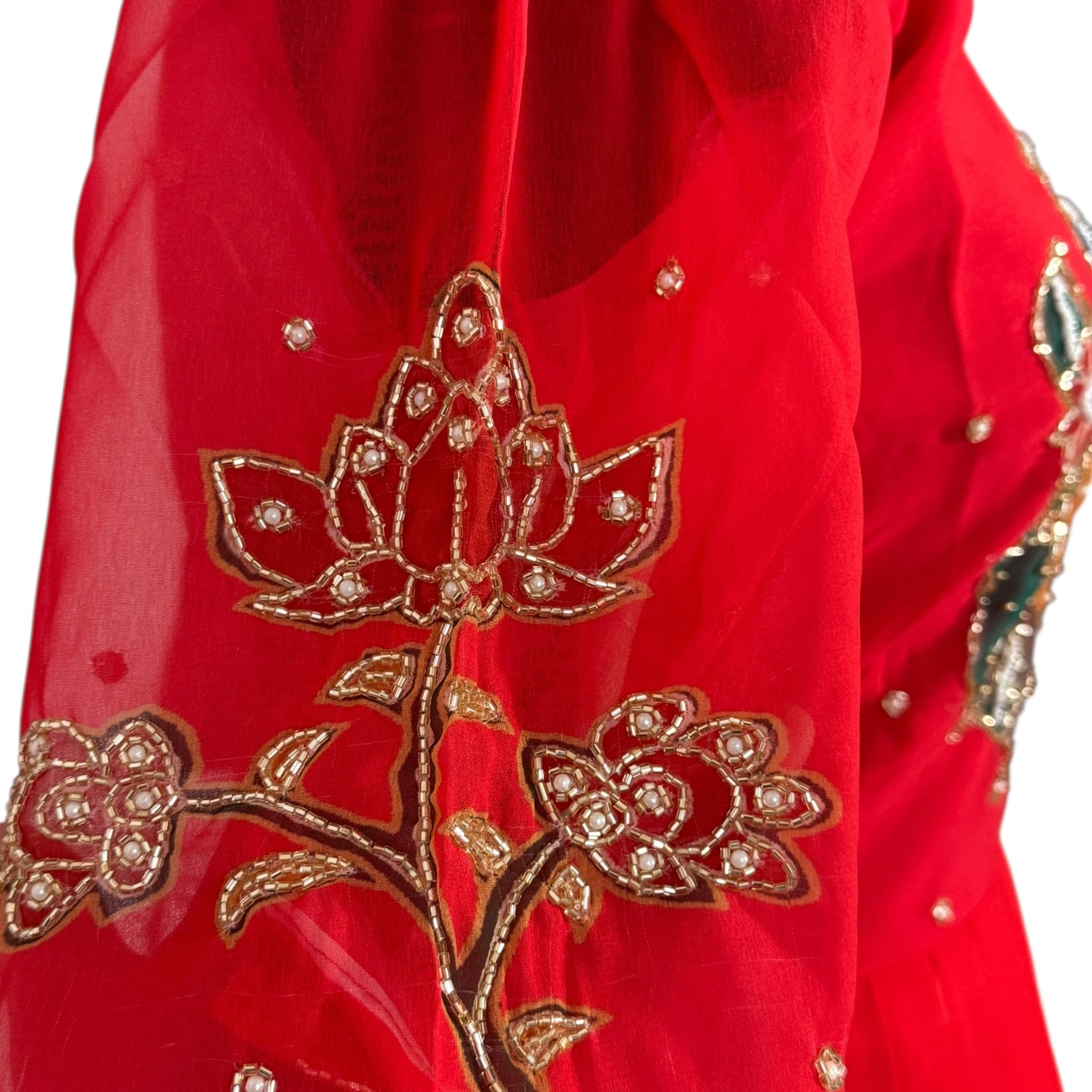 Red Ethnic Gown with Embroidery