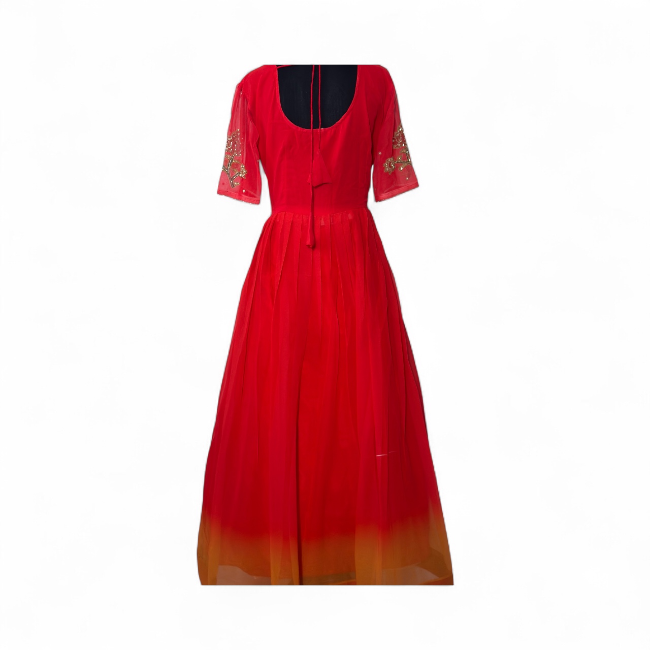 Red Ethnic Gown with Embroidery