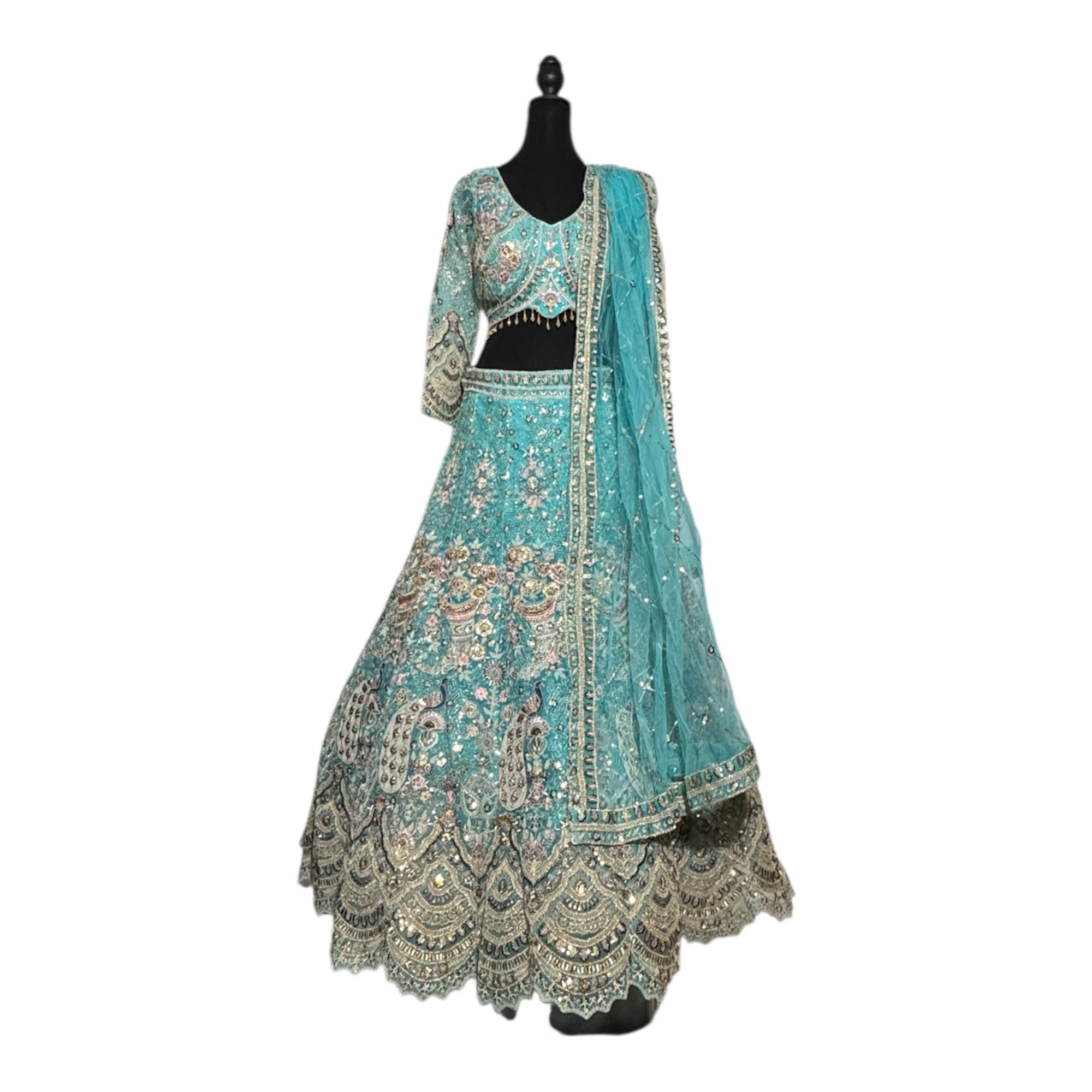 Embroidered Teal Bridal Lehenga