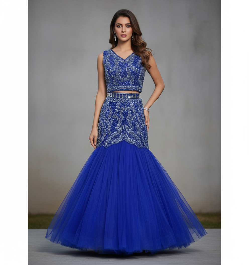 Royal Blue Embellished Mermaid Gown