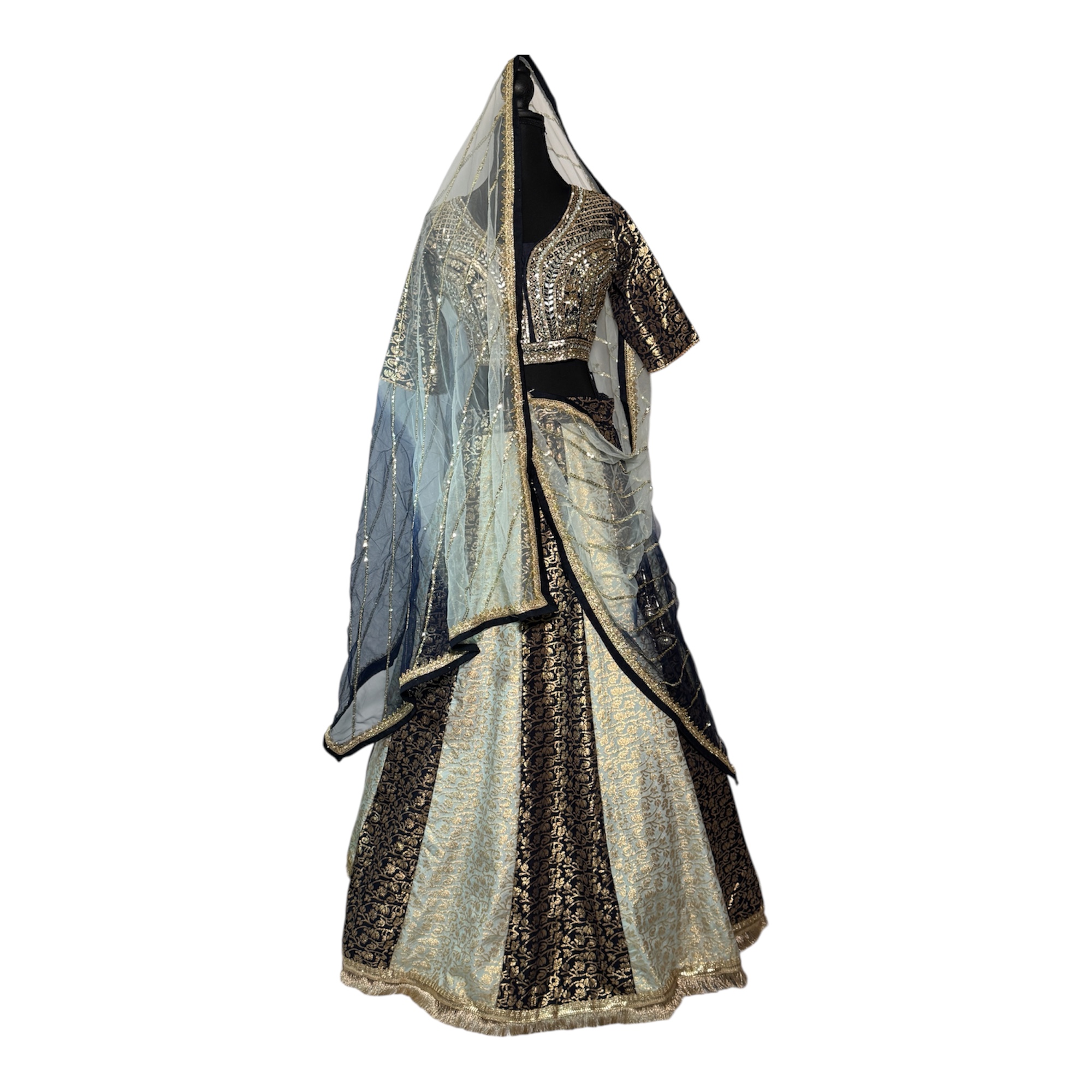 Elegant Embroidered Crop top skirt Set