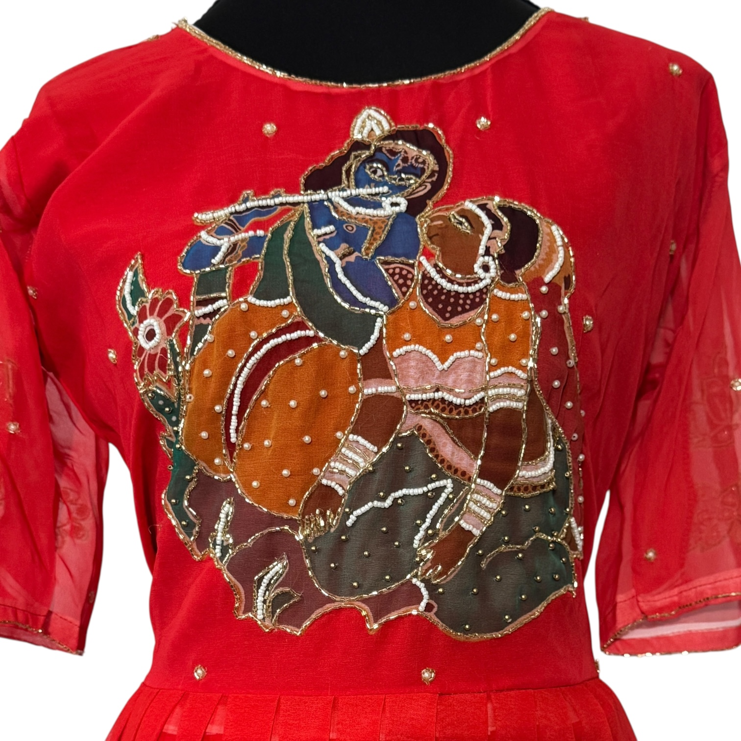 Red Ethnic Gown with Embroidery