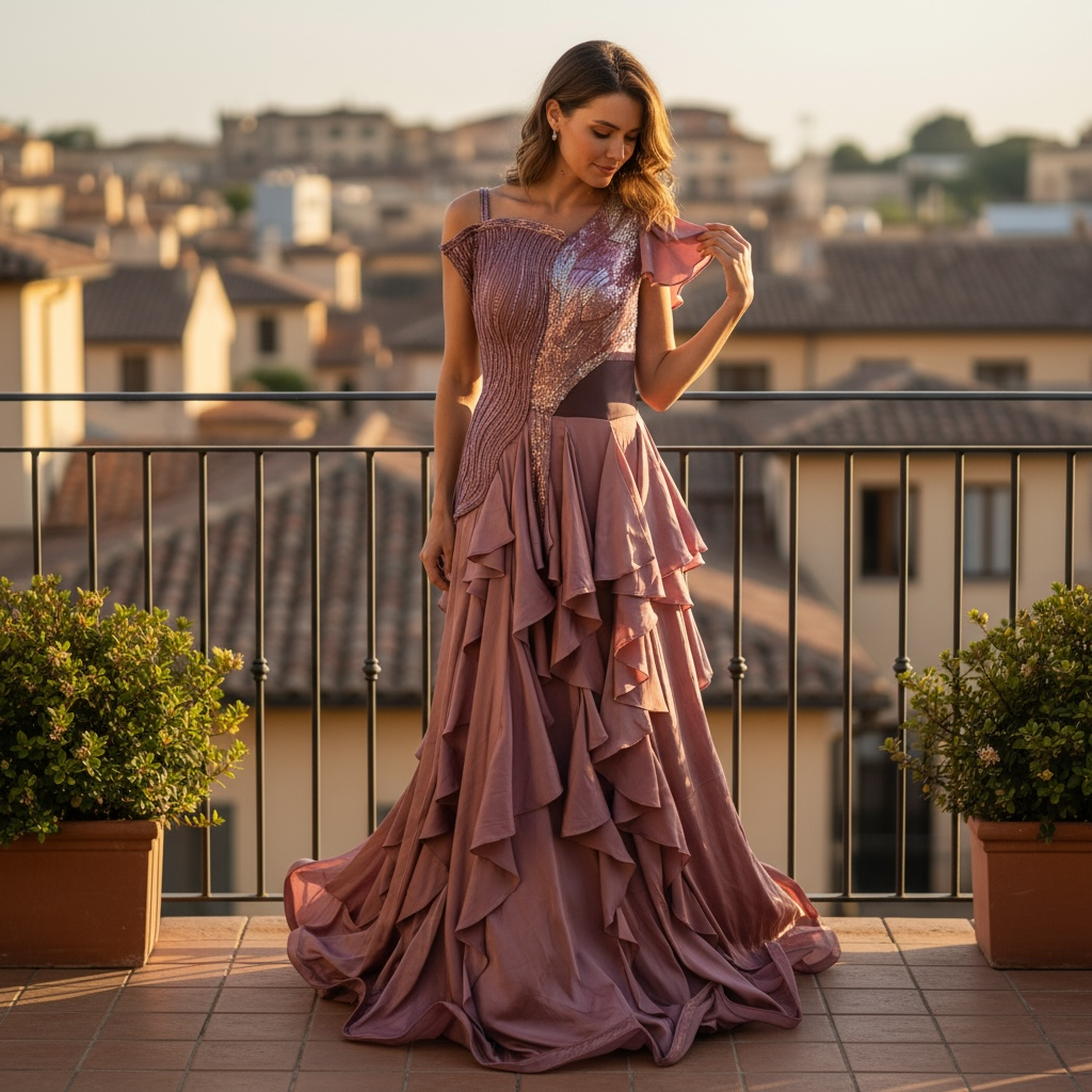 Elegant Peach Evening Gown