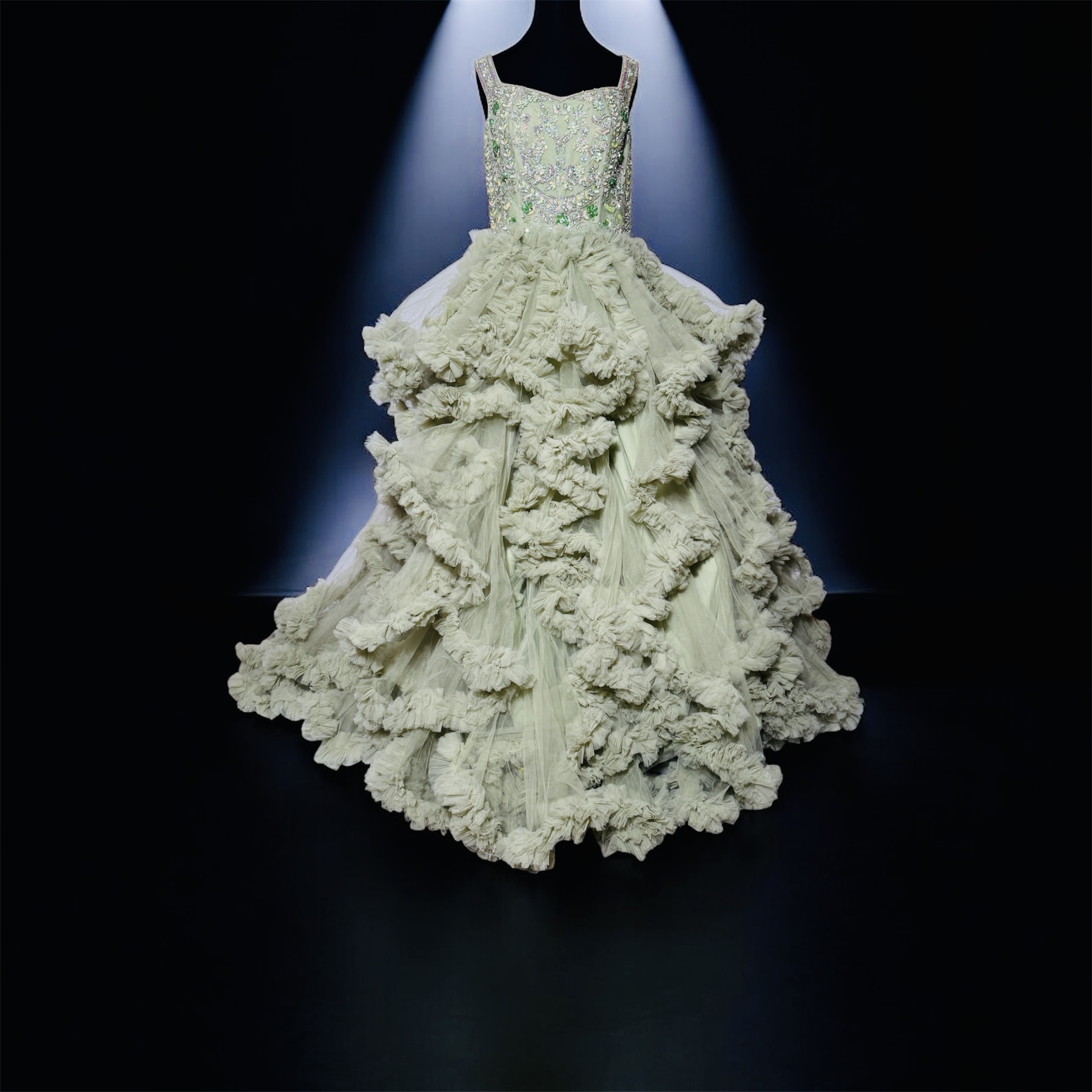 Elegant Ruffled wedding/Reception Gown