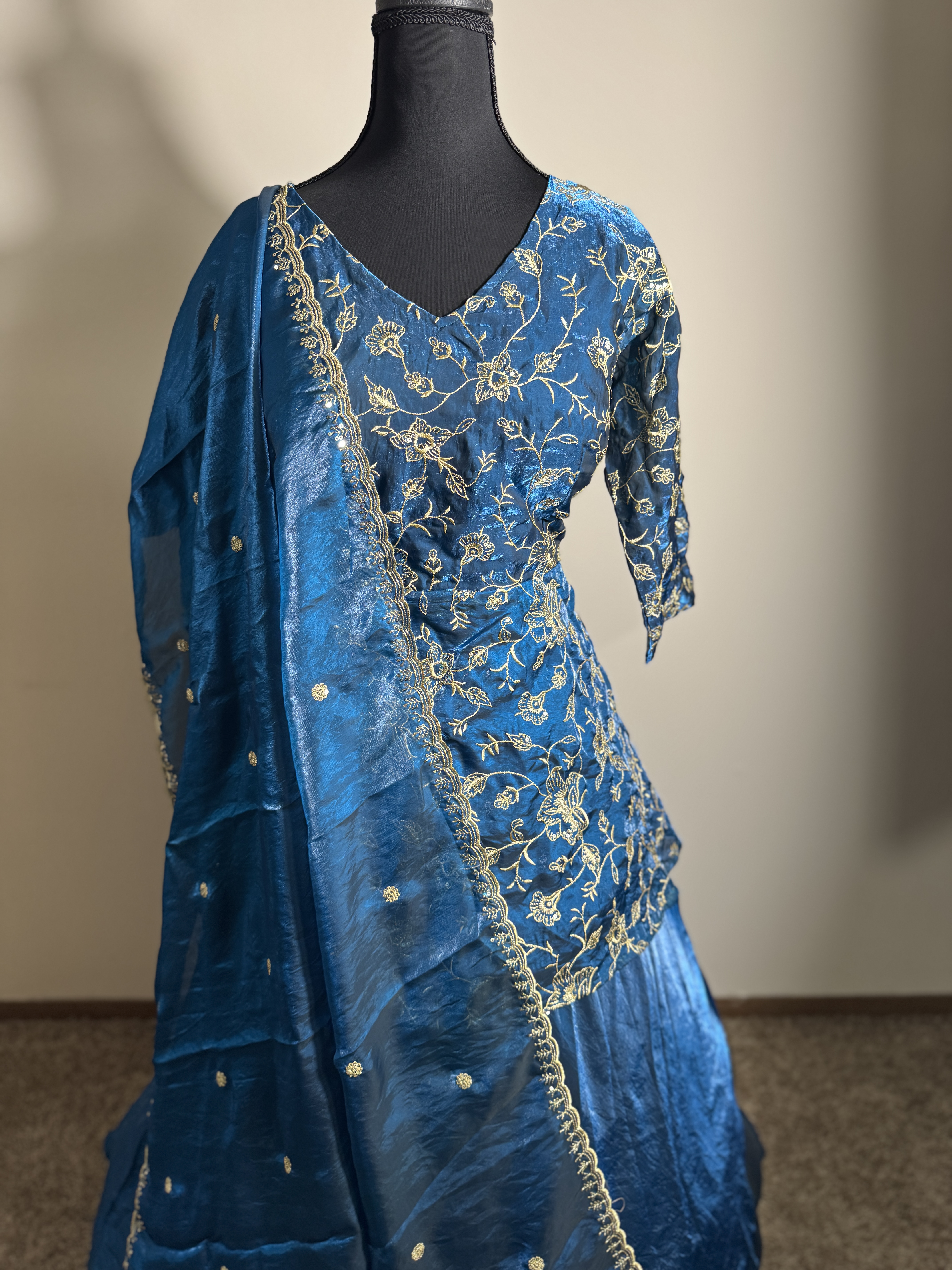 Sky Blue Embroidered Lehenga Set
