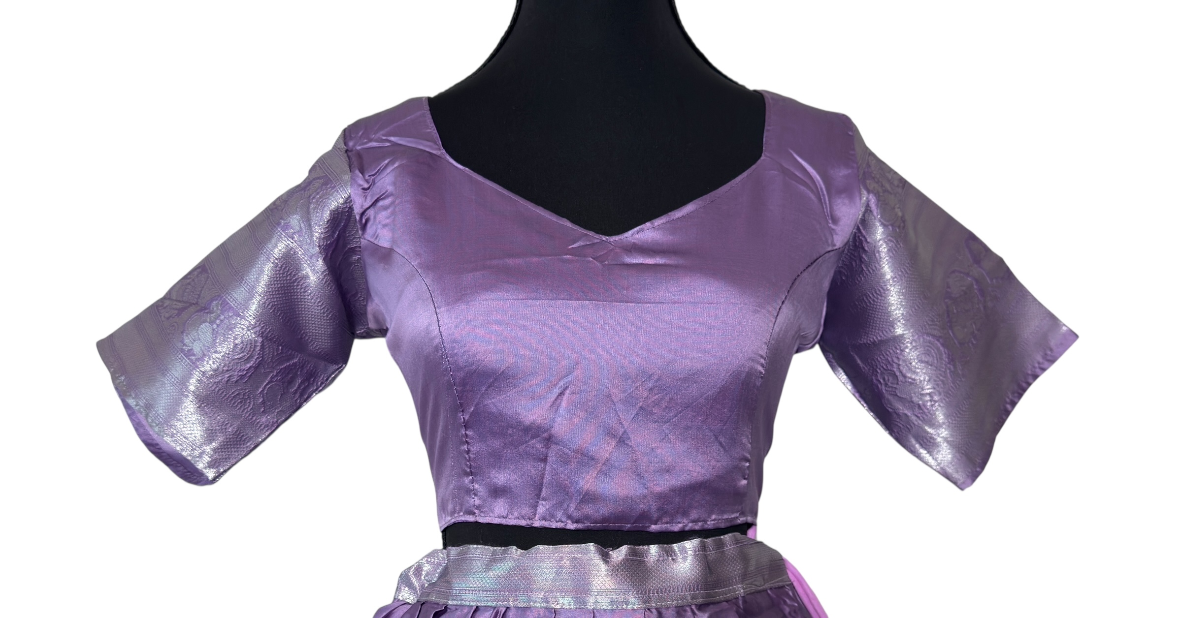 Traditional Purple Kalamkari printed half saree