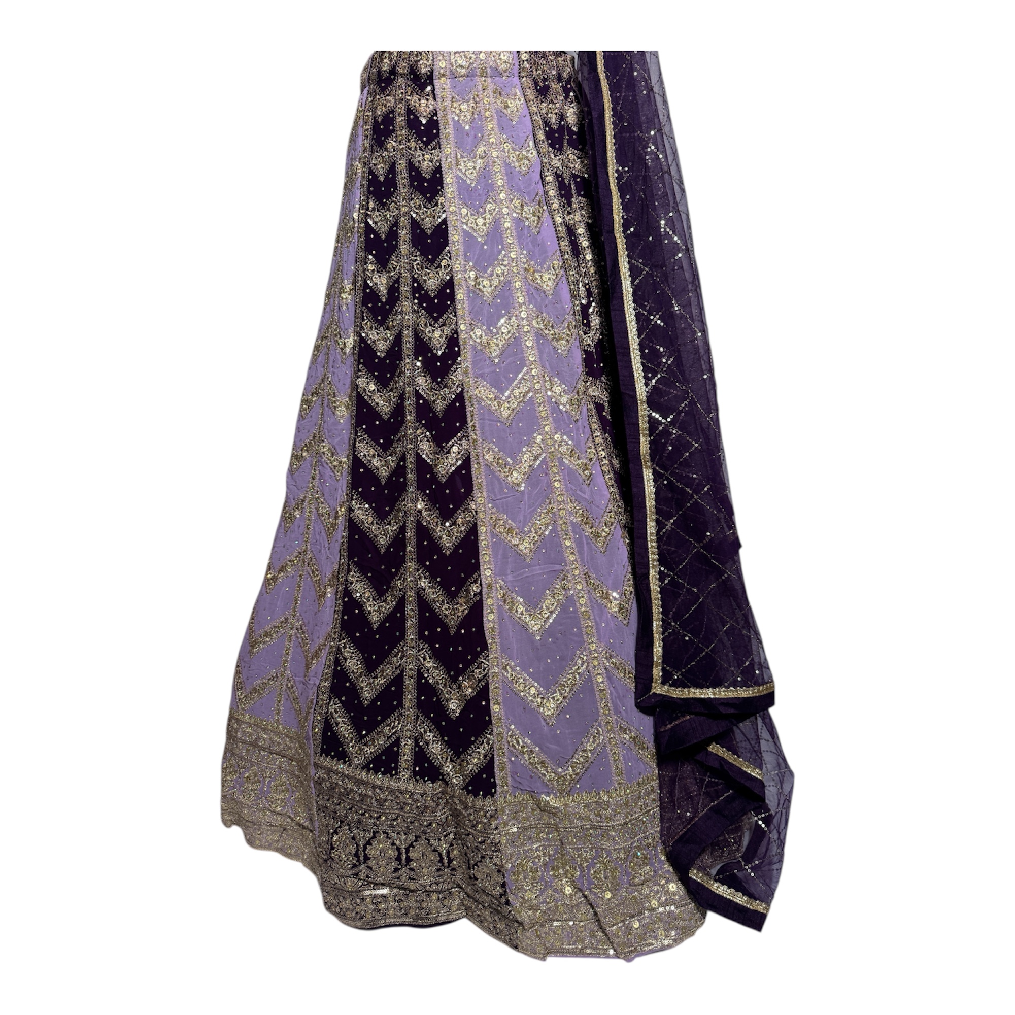 Purple Embroidered Lehenga Set