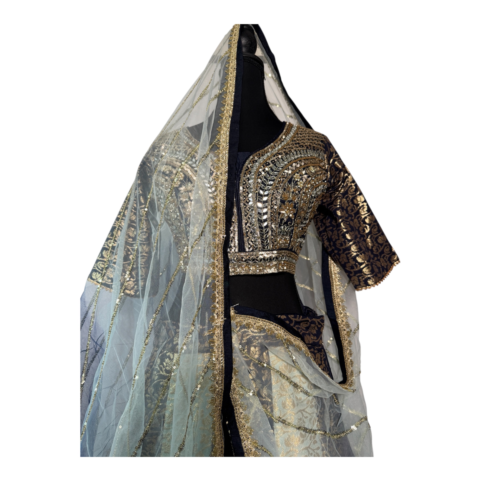 Elegant Embroidered Crop top skirt Set