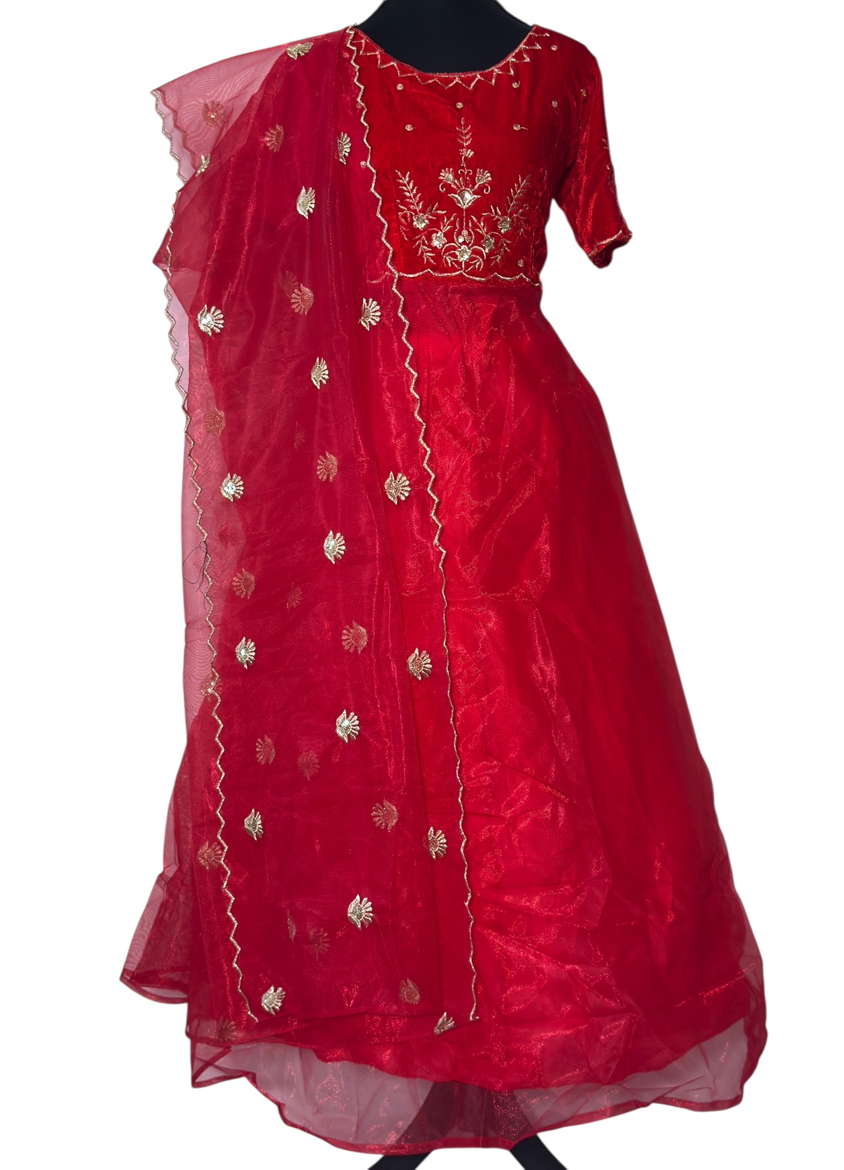 Red Embroidered Anarkali Dress