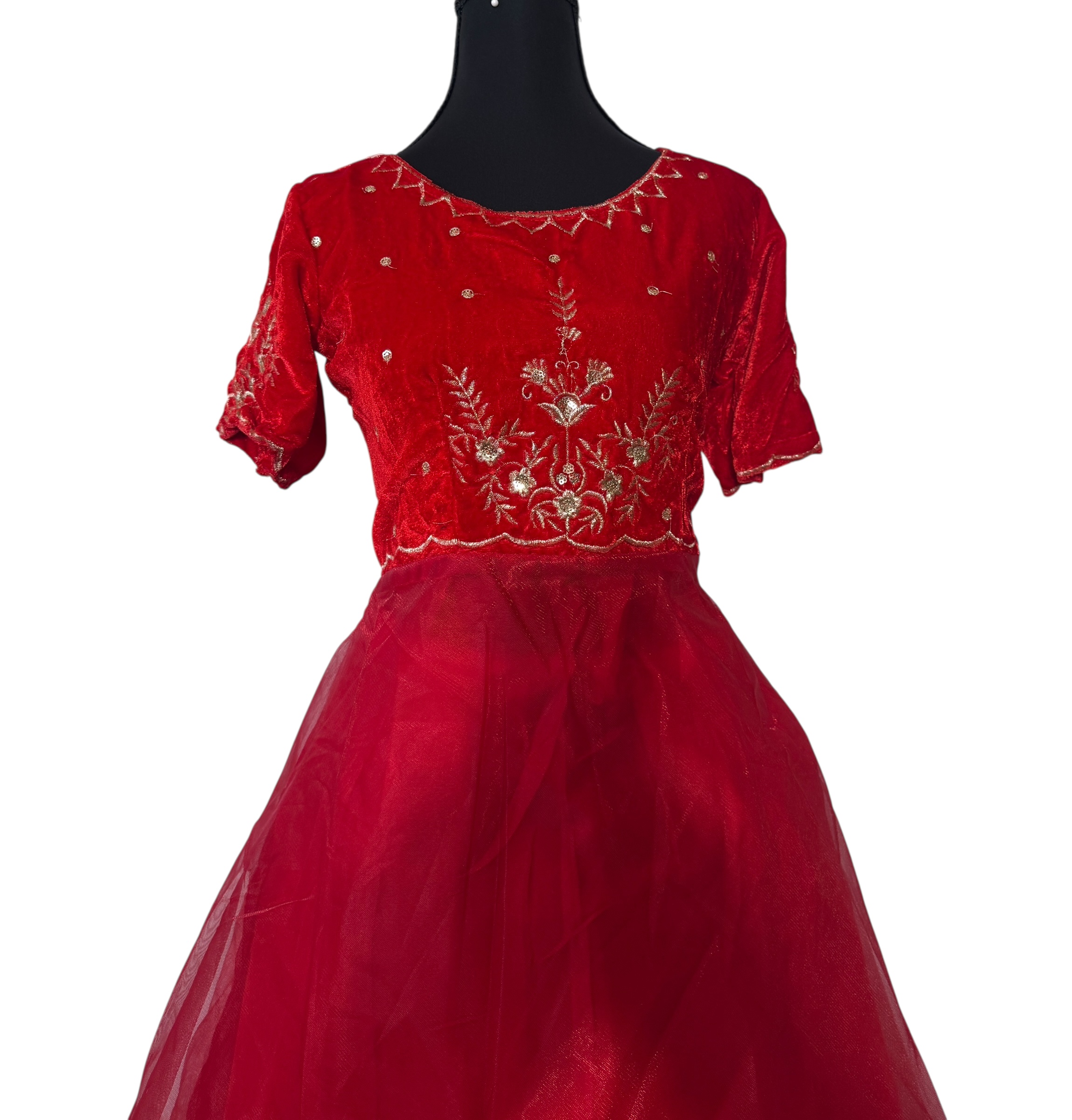 Red Embroidered Anarkali Dress