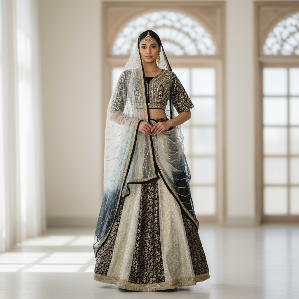 Elegant Embroidered Crop top skirt Set