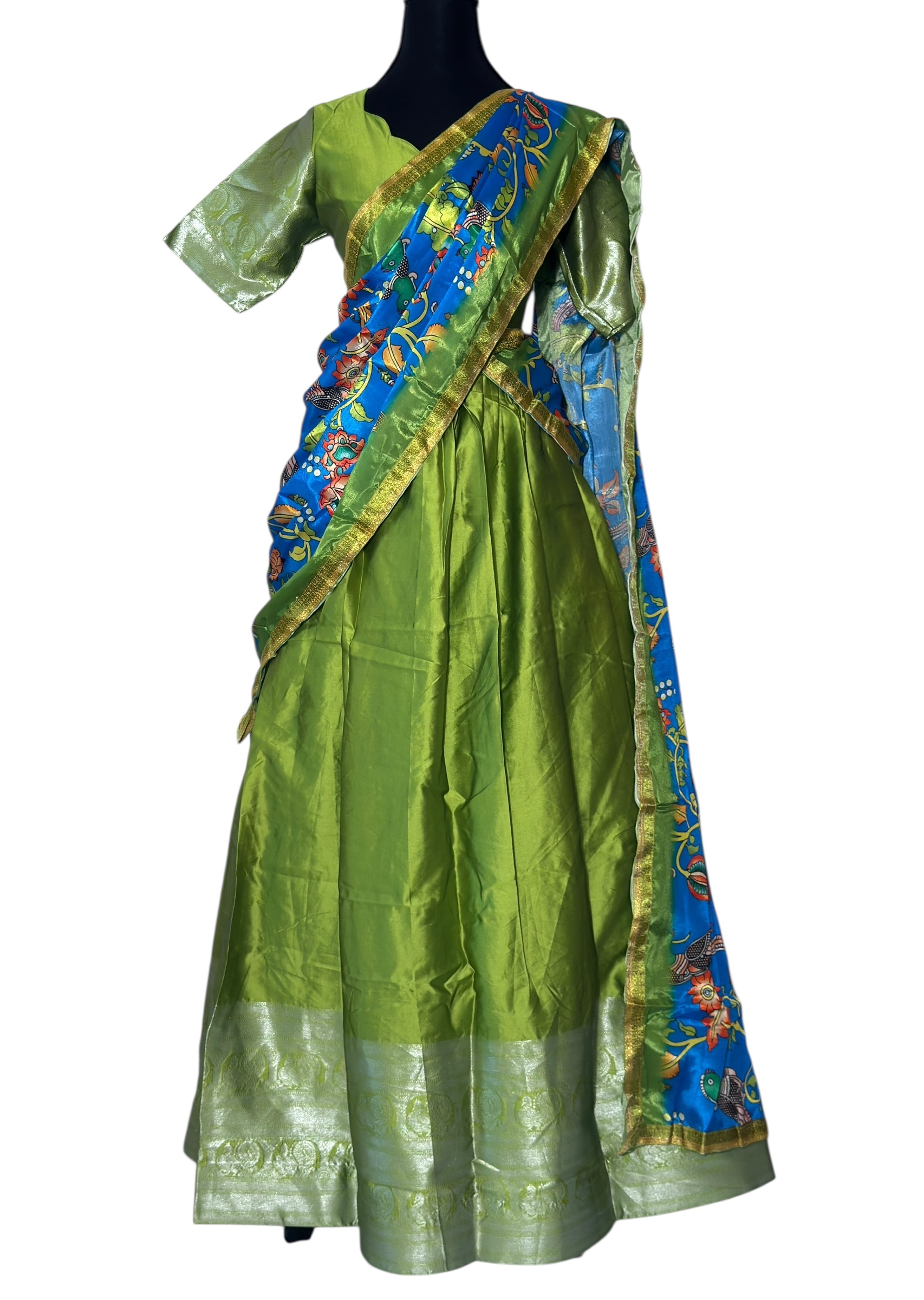 Traditional Half Saree Mangalgiri kalamkari printed