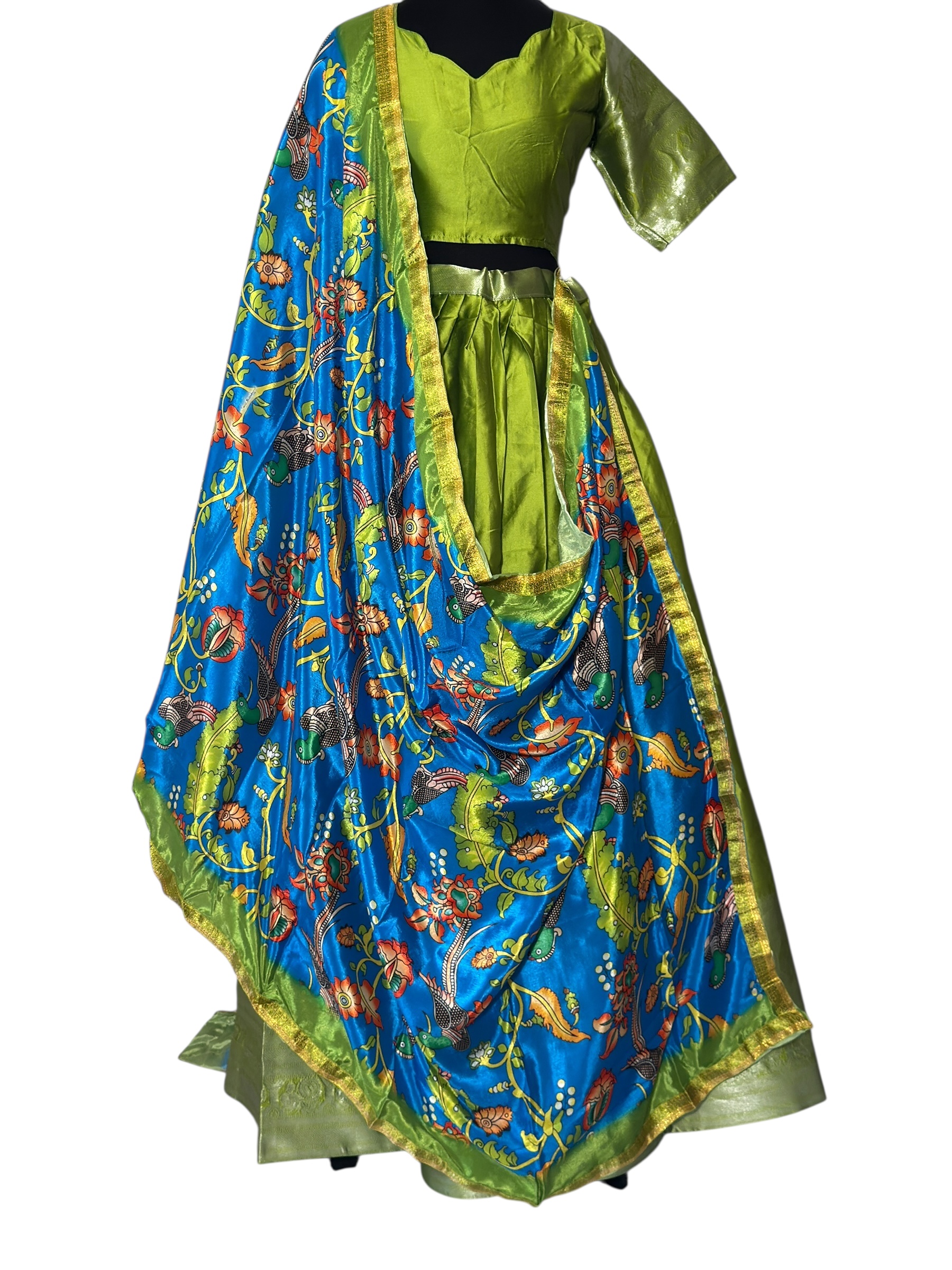 Traditional Half Saree Mangalgiri kalamkari printed