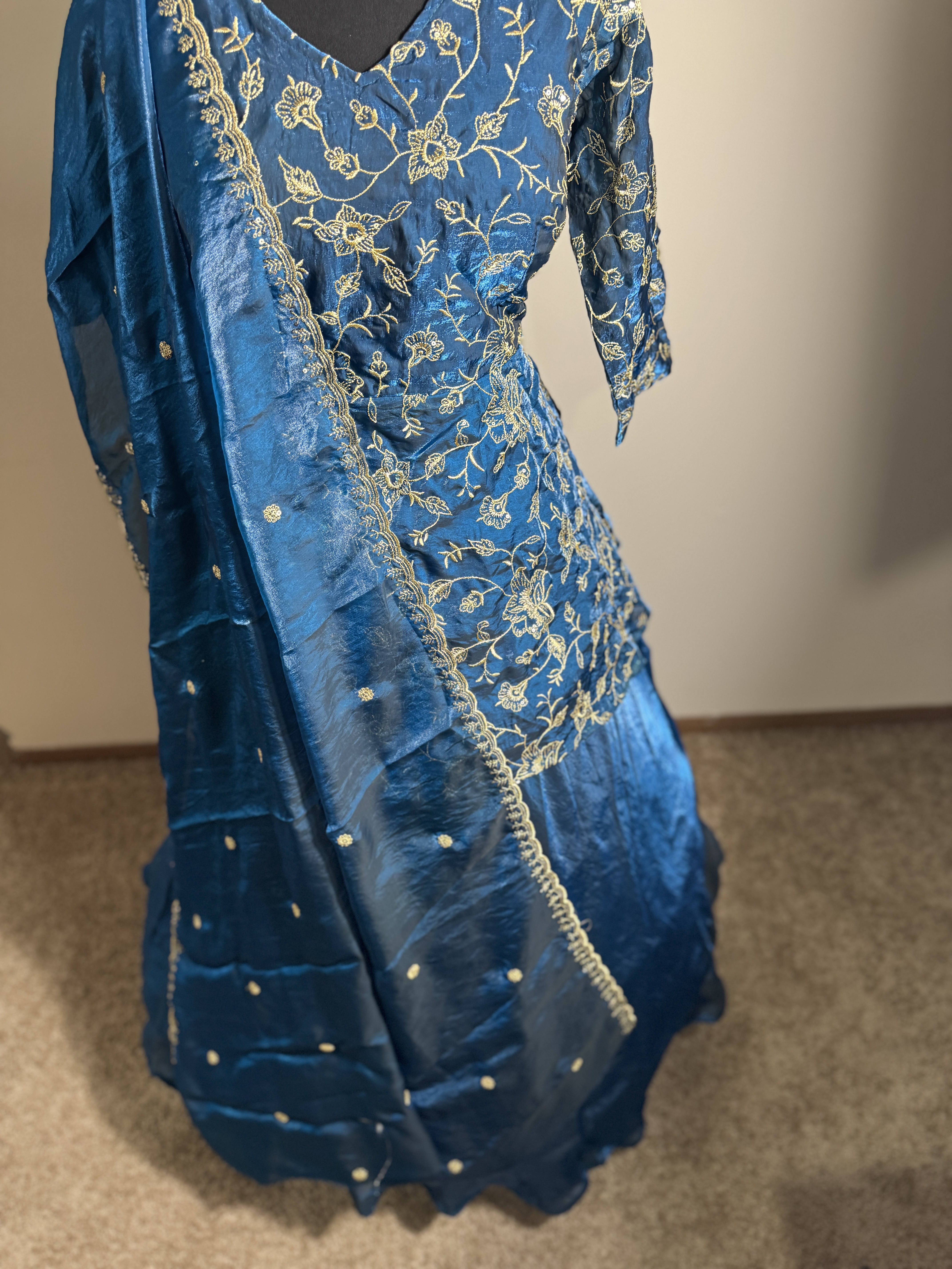 Sky Blue Embroidered Lehenga Set