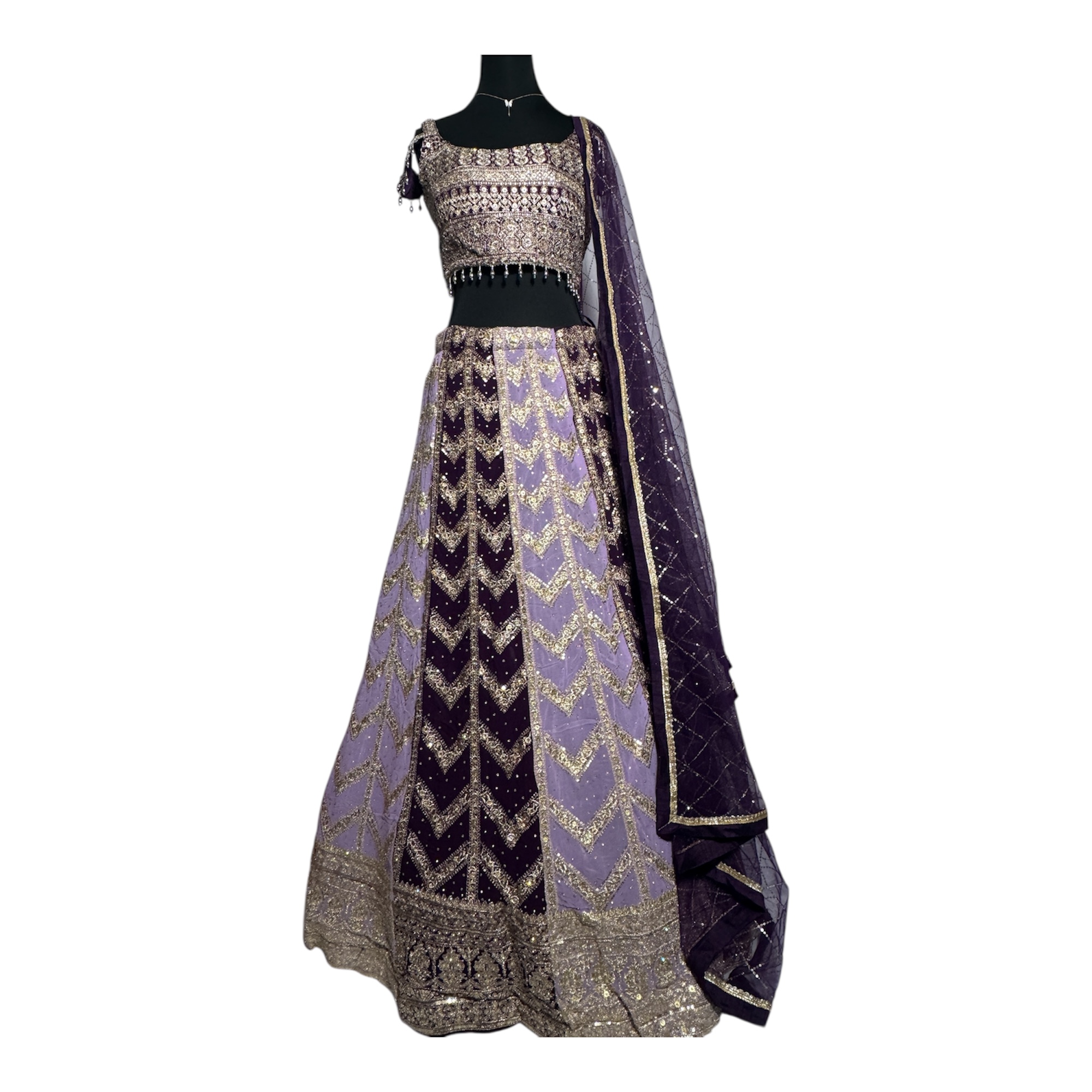 Purple Embroidered Lehenga Set
