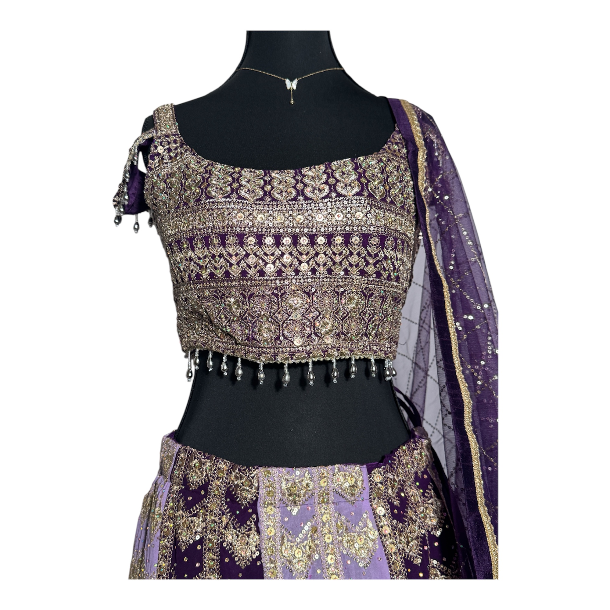 Purple Embroidered Lehenga Set