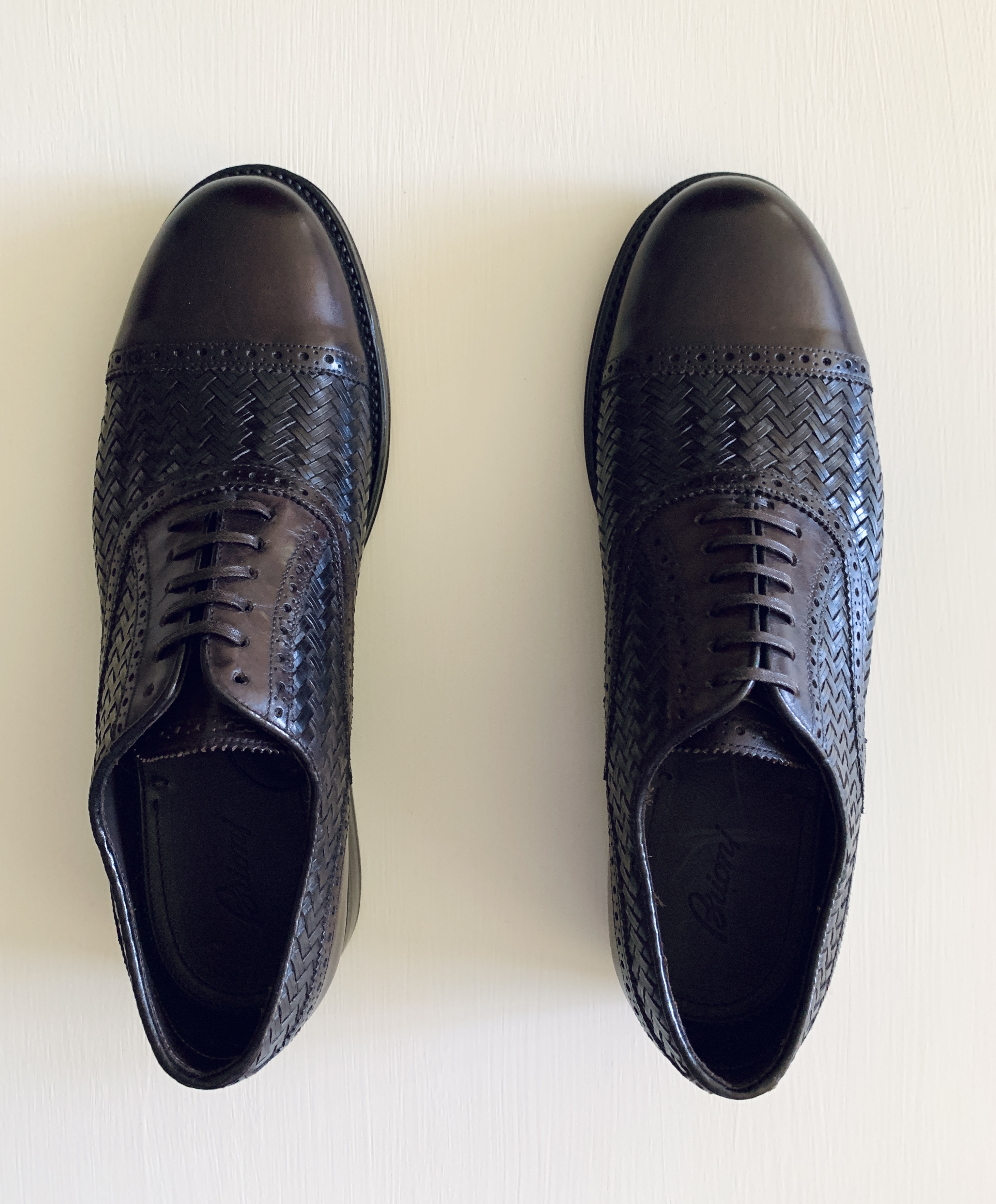 BRIONI Woven Leather Oxford Shoes