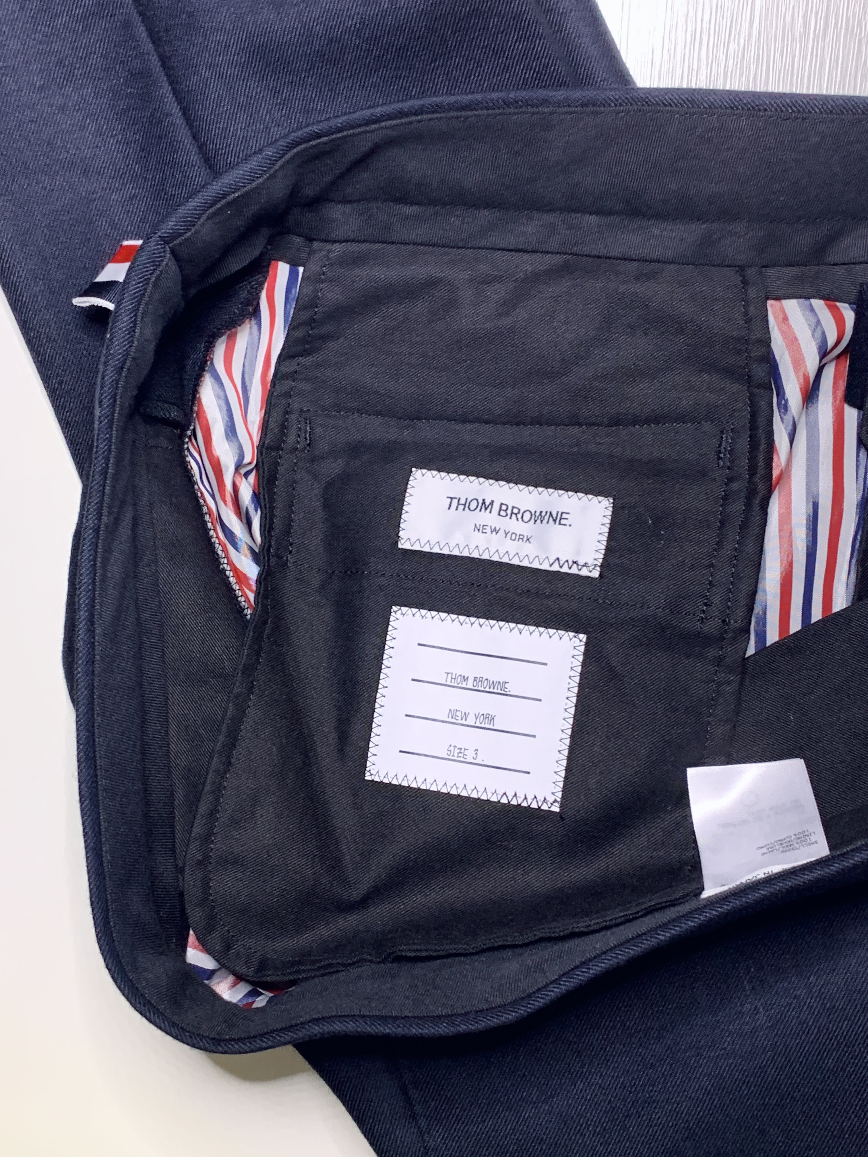 THOM BROWNE Navy Wool Trousers