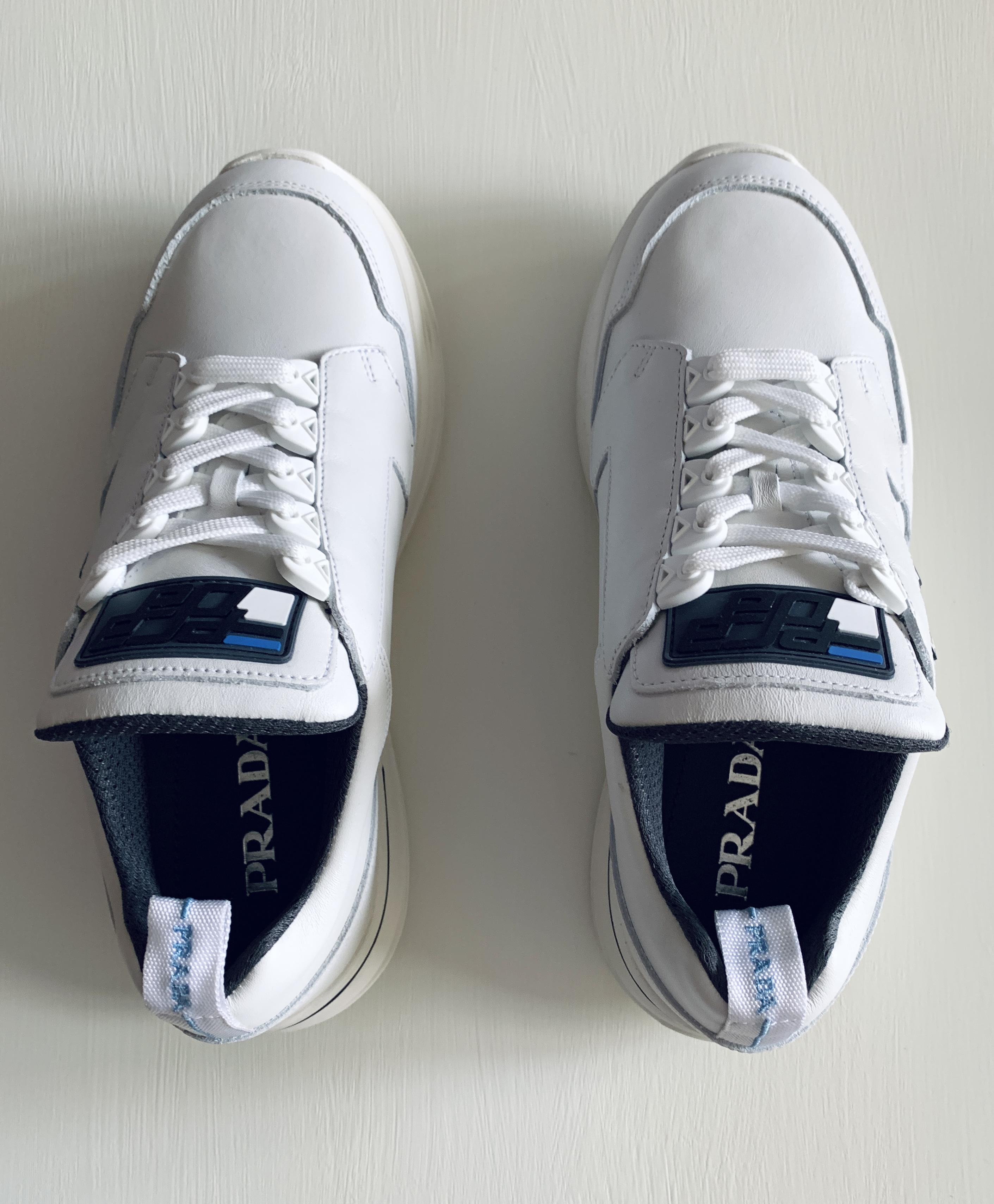 PRADA White Leather Sneakers