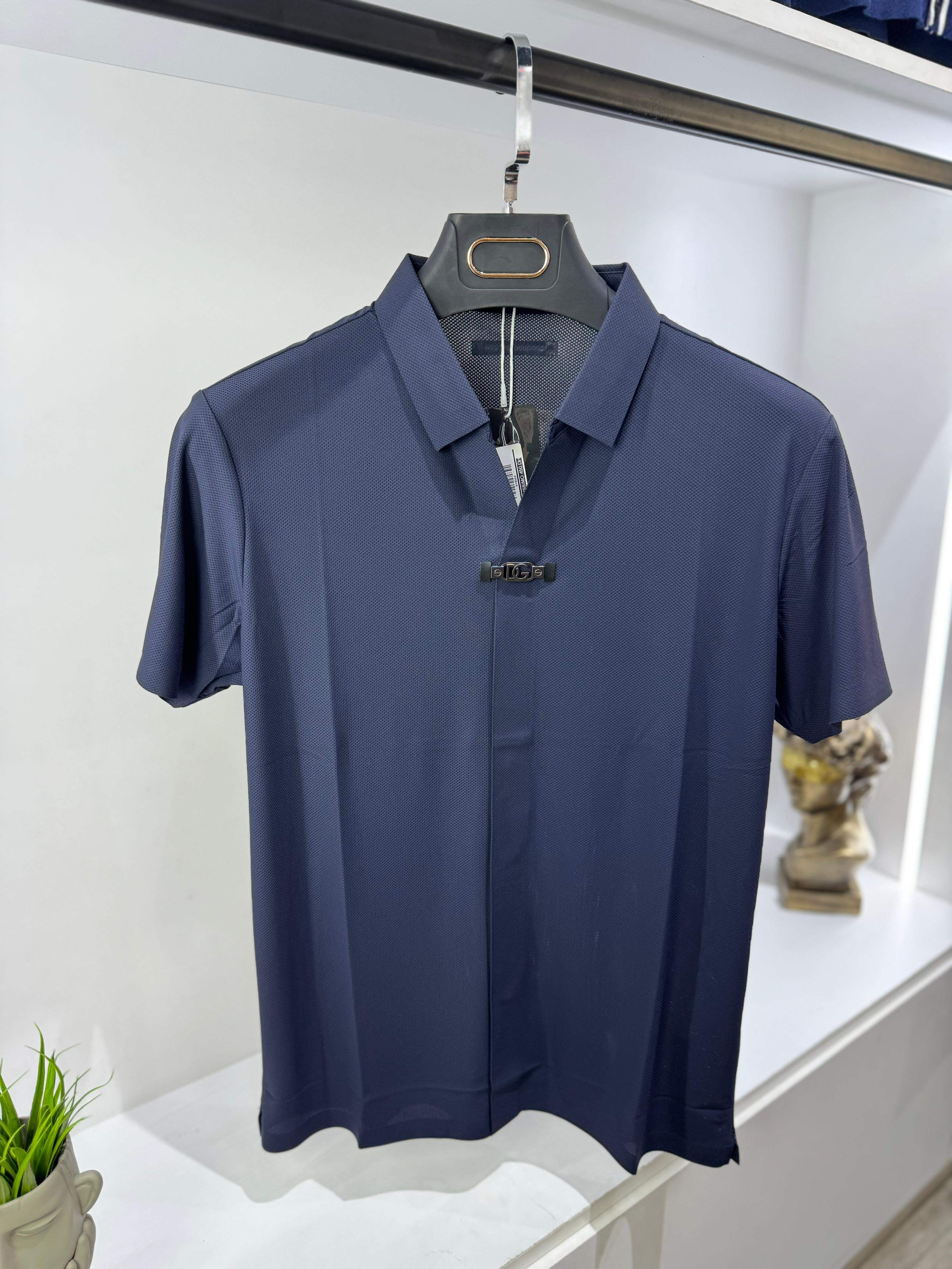 Modern Men's Polo with Unique Front Clasp