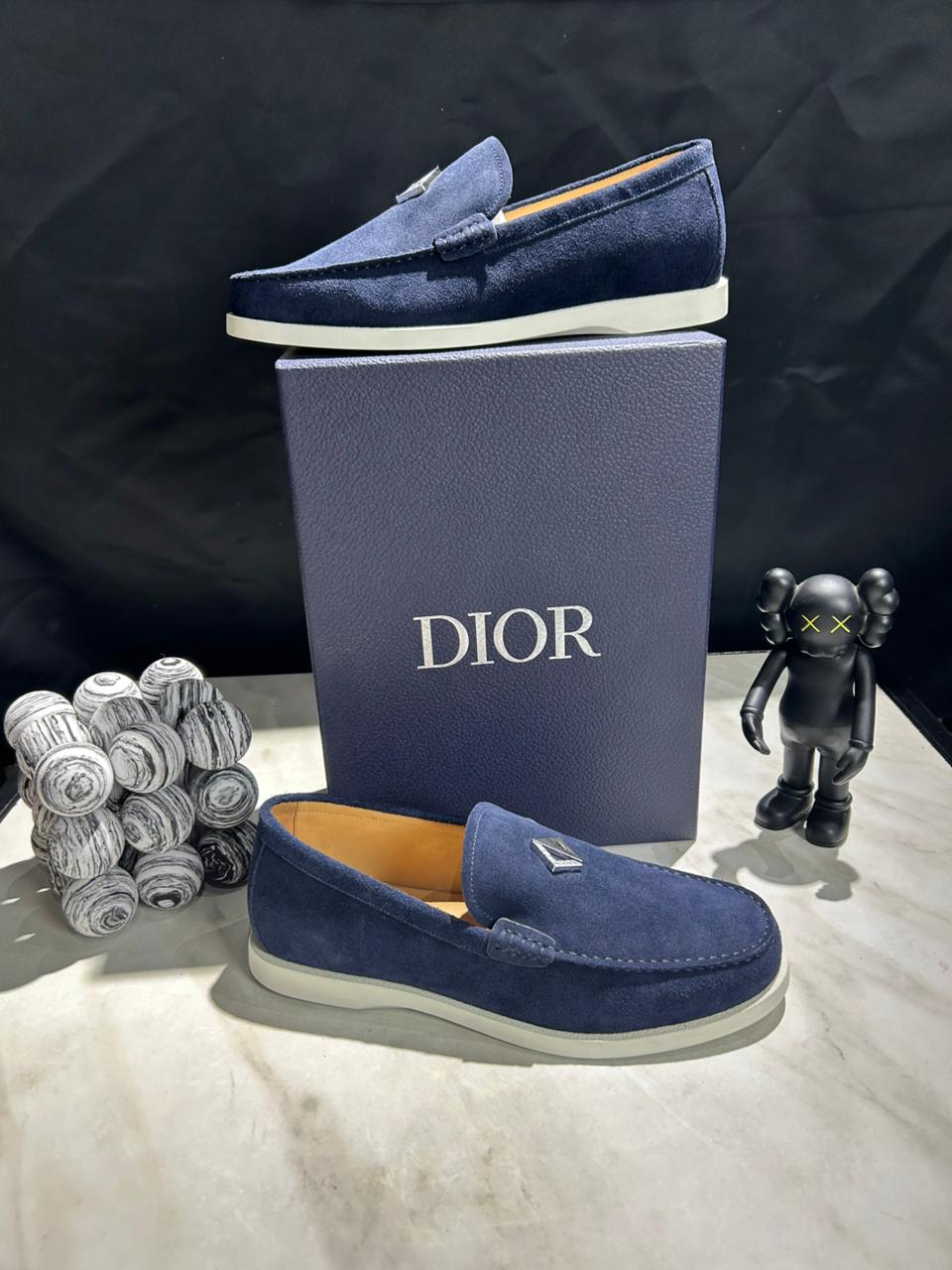 Men's Suede Loafers with Embossed Metal Accent