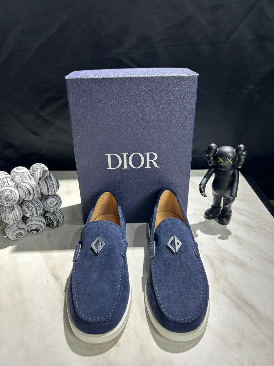 Men's Suede Loafers with Embossed Metal Accent