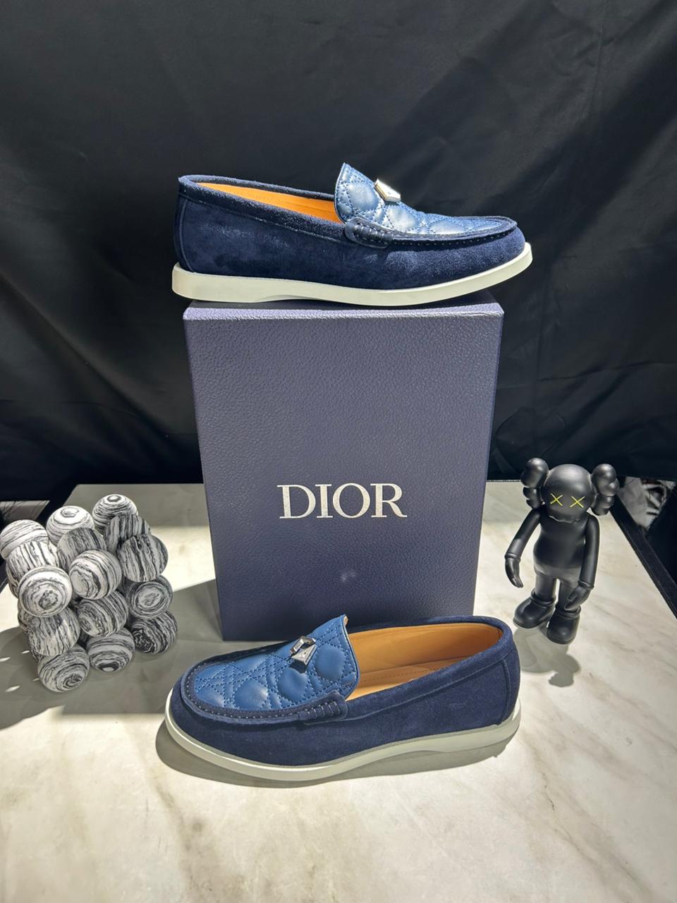 Quilted Leather Loafers with Suede Trim