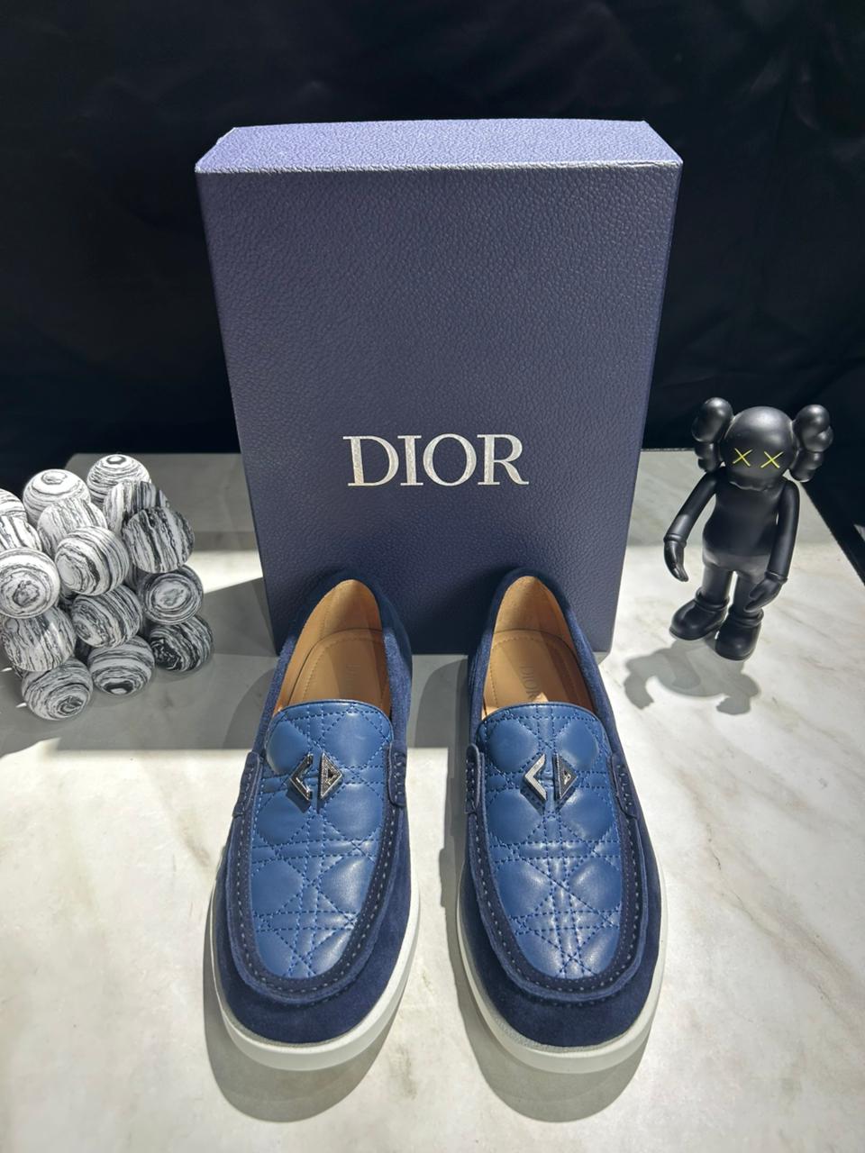 Quilted Leather Loafers with Suede Trim