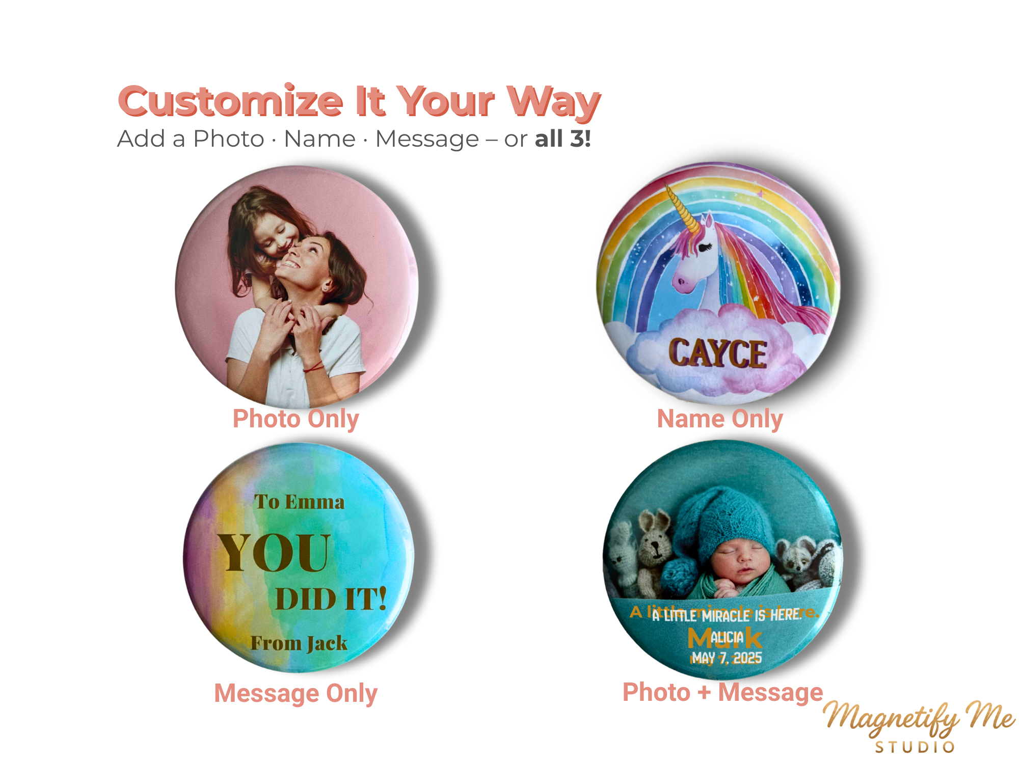 Custom Round Photo Magnet Set – Your Favorite Memories, Made Magnetic