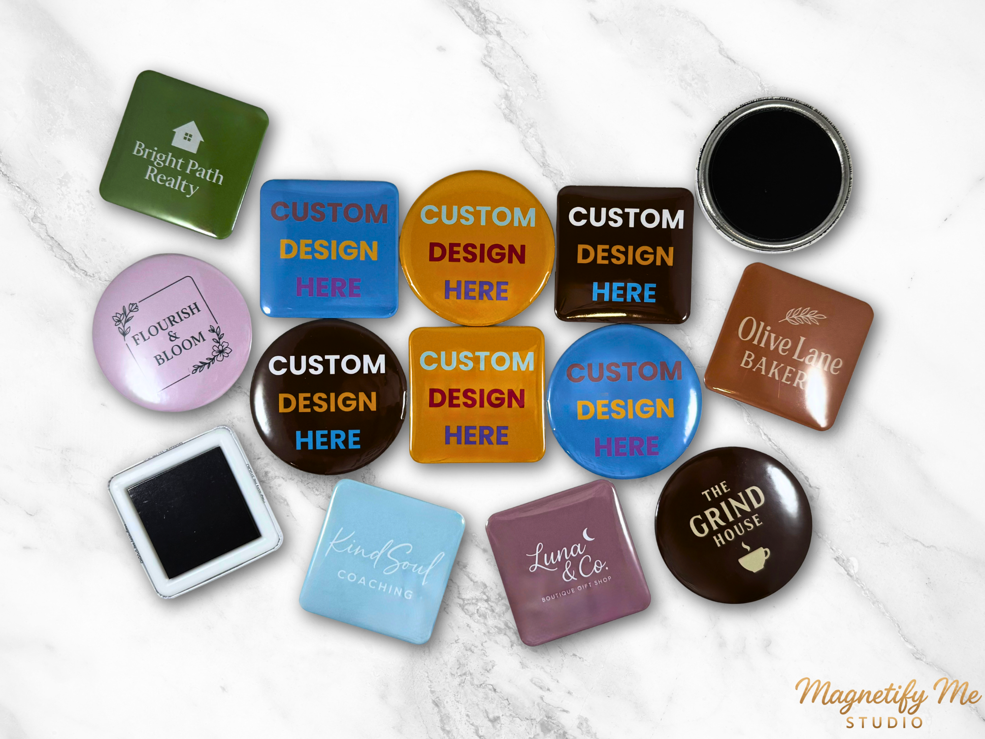 Custom Business Logo Magnets – Round, Square, or Mixed Shape – Promotional Branding Magnets