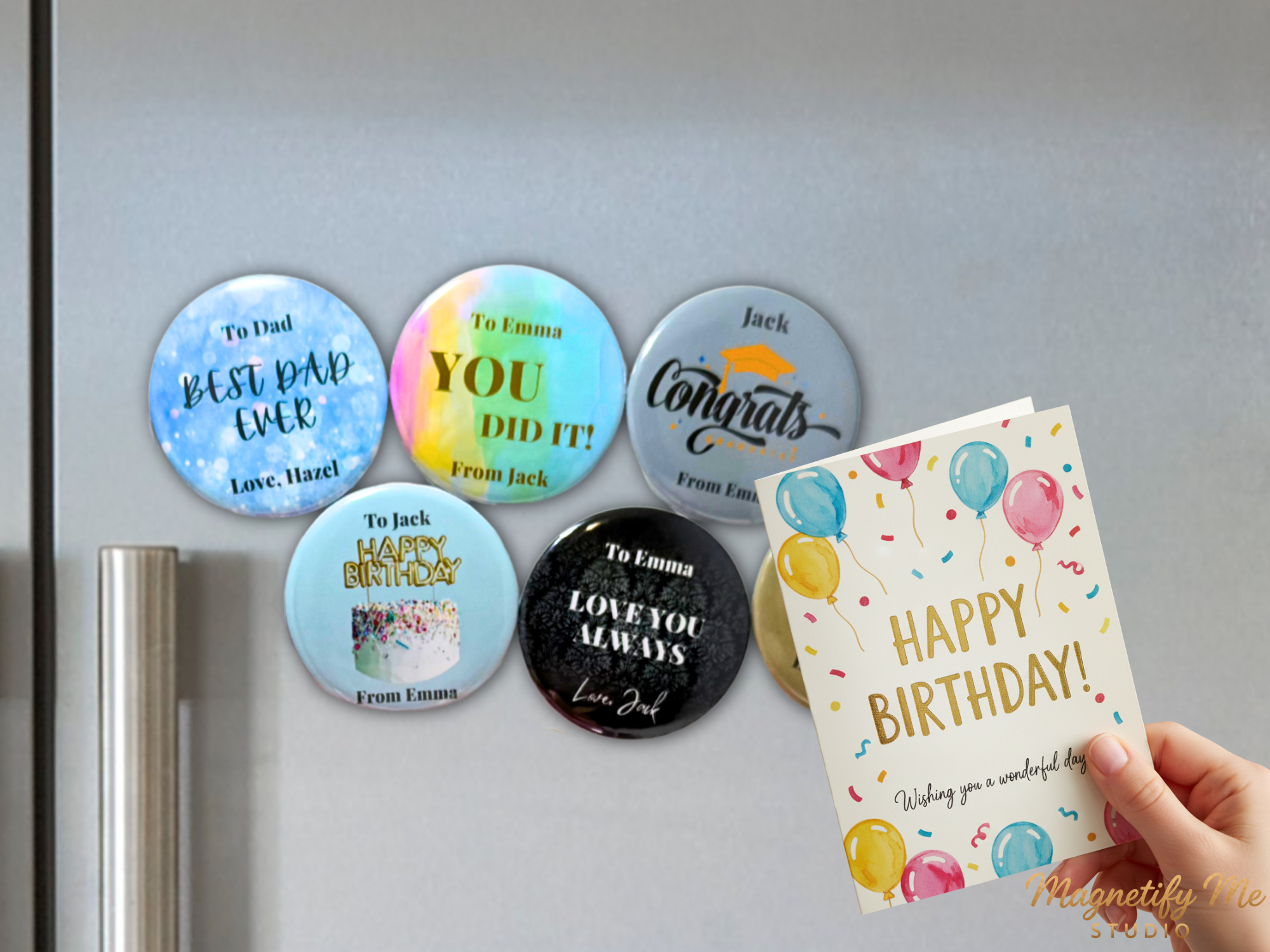 Custom Square Photo Magnet Gift Box – Personalized Message Magnet in Black Gift Box