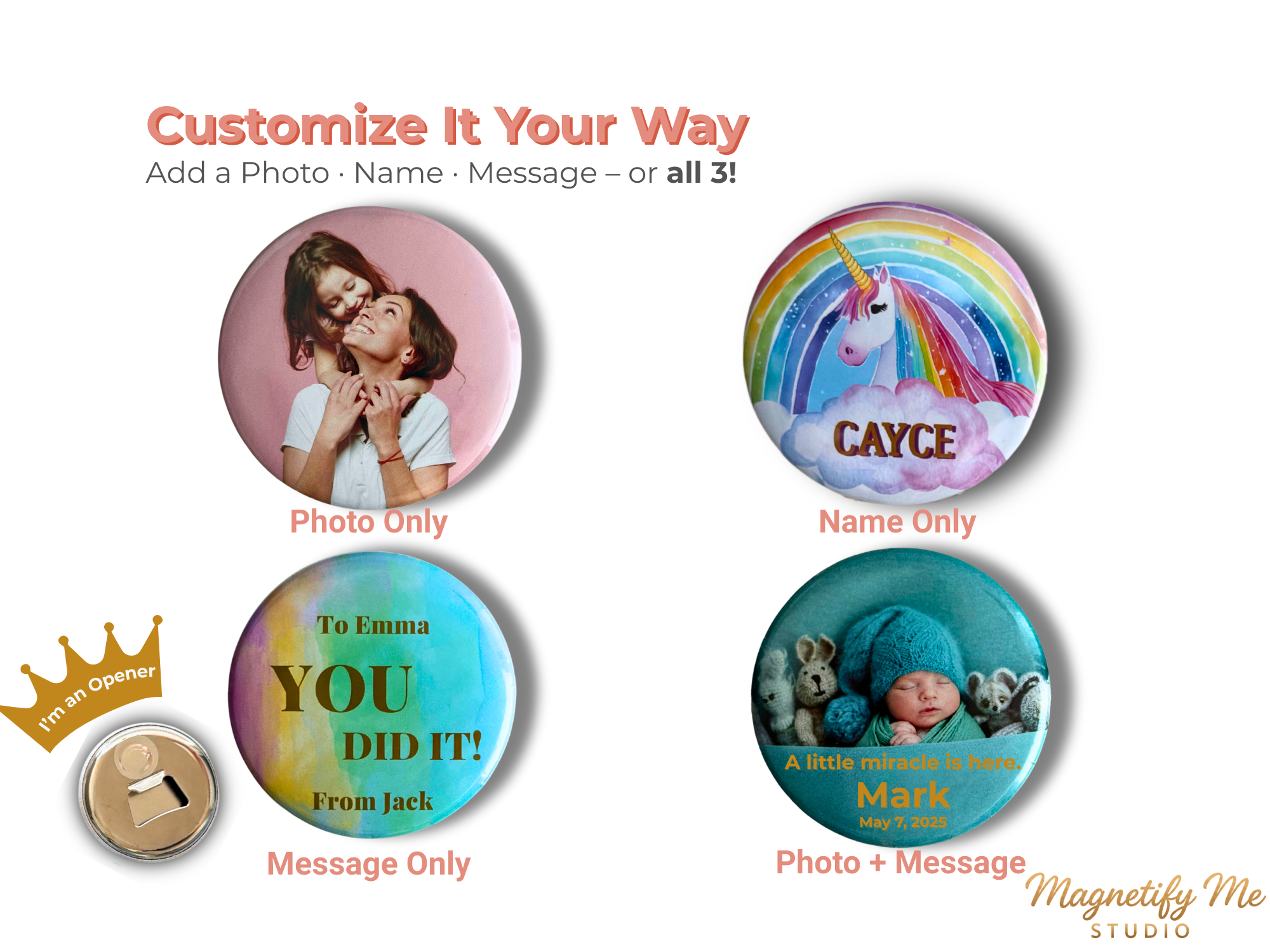 Custom Photo Bottle Opener Magnet – Open Drinks, Keep Memories Close