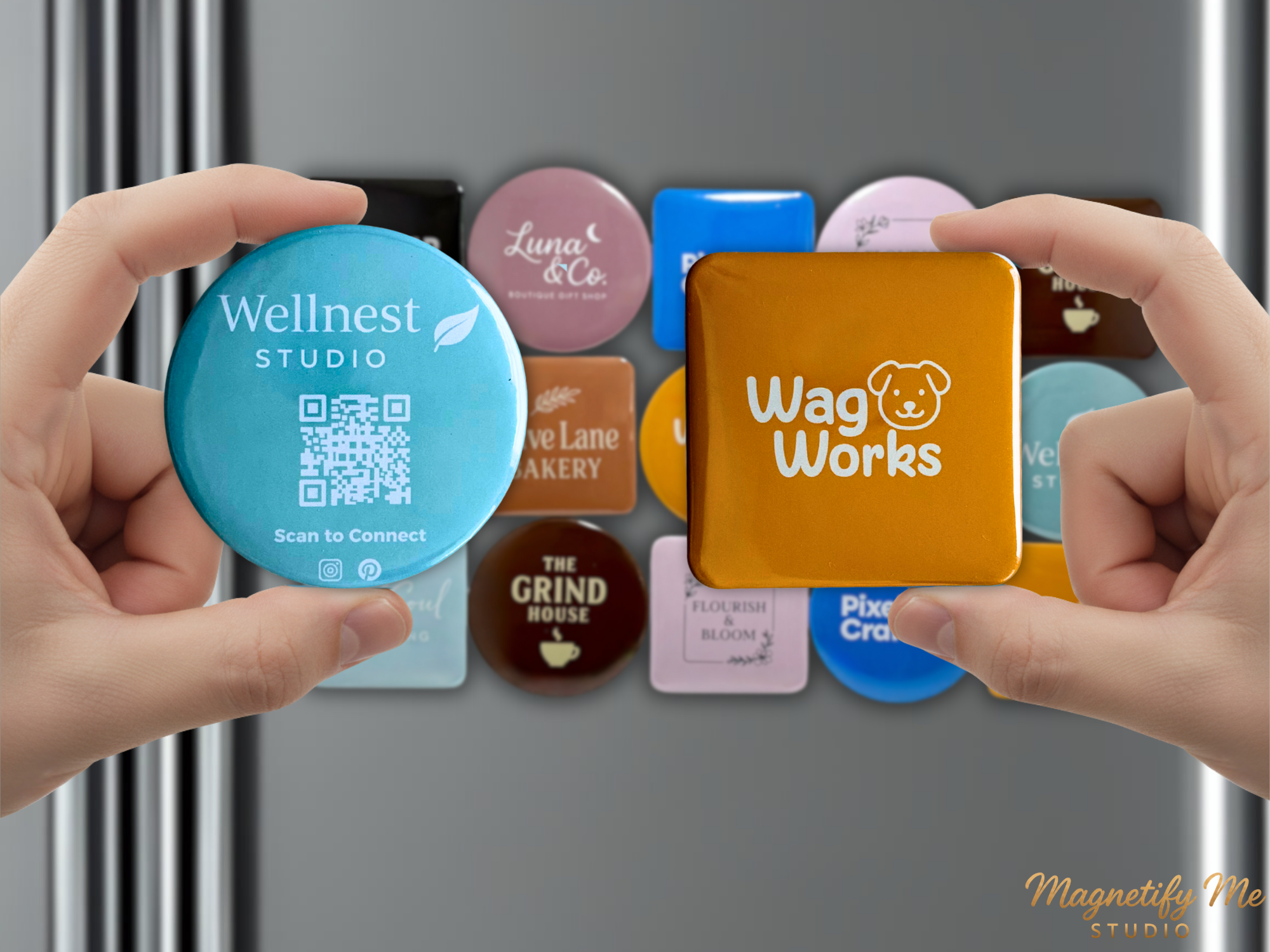Custom Business Logo Magnets – Round, Square, or Mixed Shape – Promotional Branding Magnets