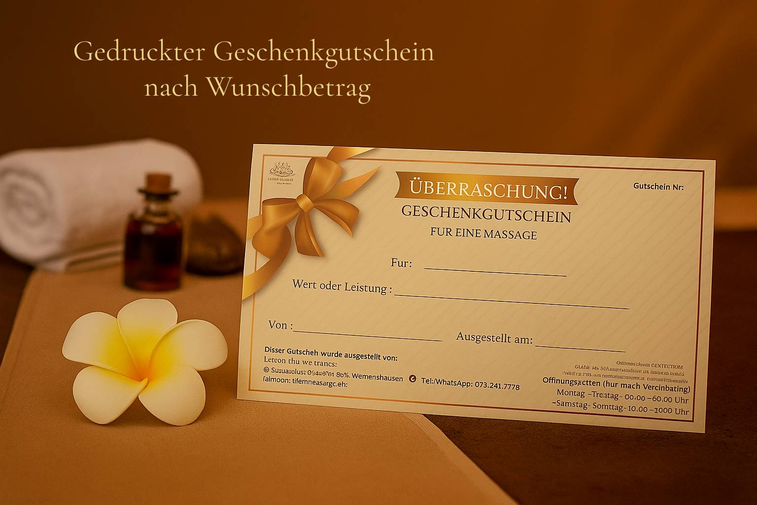 🎁 Gedruckter Geschenkgutschein nach Wunschbetrag