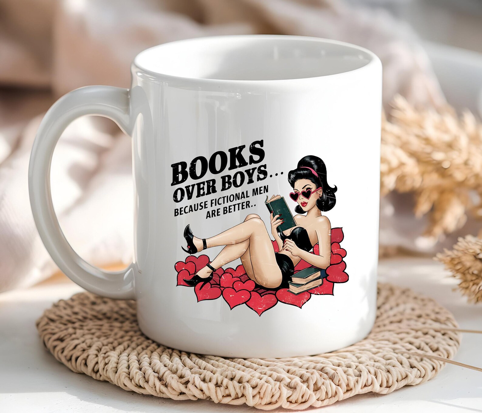 Books Over Boys Mug Funny Mug Sarcastic Mug Gift For Her Coffee Lover Book Lovers Introvert Mug House Warming Gift Christmas Gift