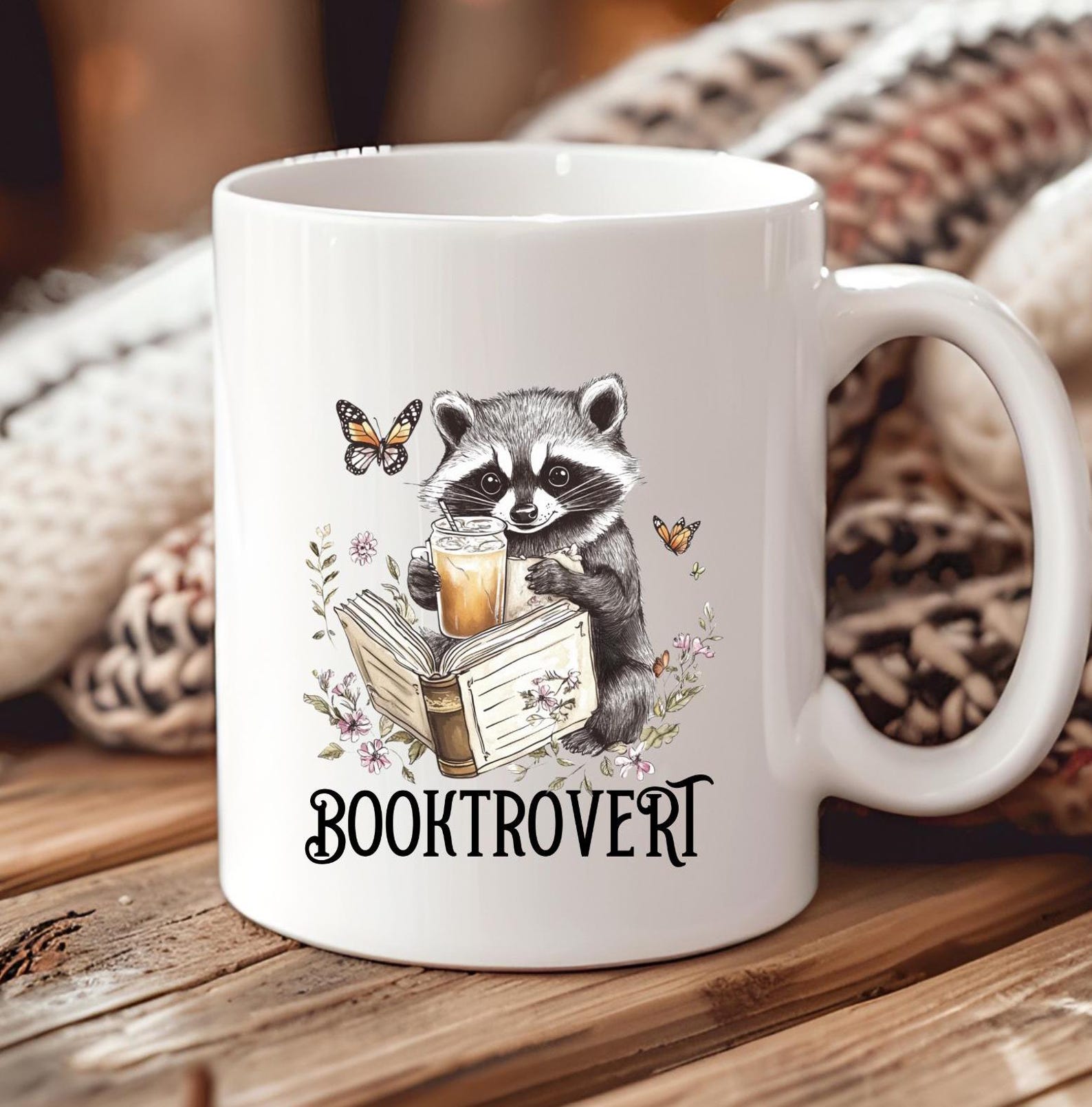 Booktrovert Mug Book Lover Gifts Reading Mug Funny Raccoon Mug Bookish Mug Gift For Animal Lover New Mom Gift School Gift