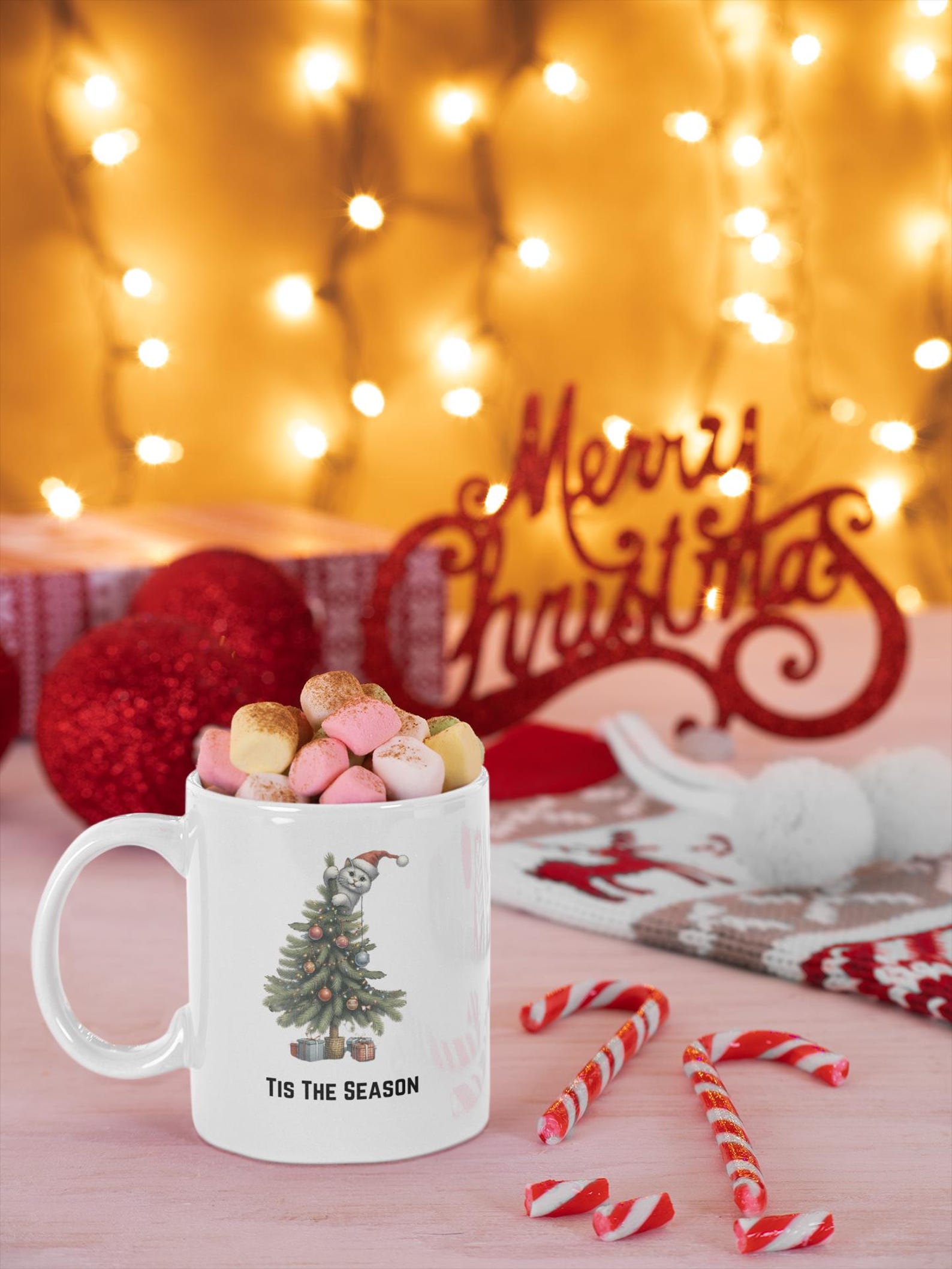 Christmas Cat Mug Funny Christmas Mug Cute Christmas Mug Gift Mug Gift Idea Cat Lover Mug Christmas Lover Mug Tis The Season