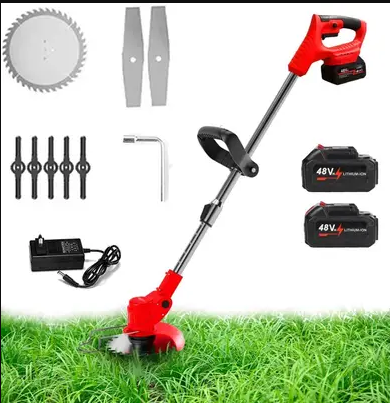 Electric Grass Cutter Stringless Weed Eater,2 Types Blades (48v*2) Battries Cordless Grass Trimmer (Manual Feed)