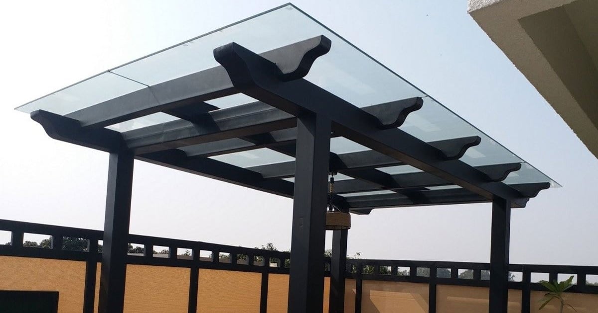 Glass Pergola - 10MM Toughened Glass, Size: 10'X10'