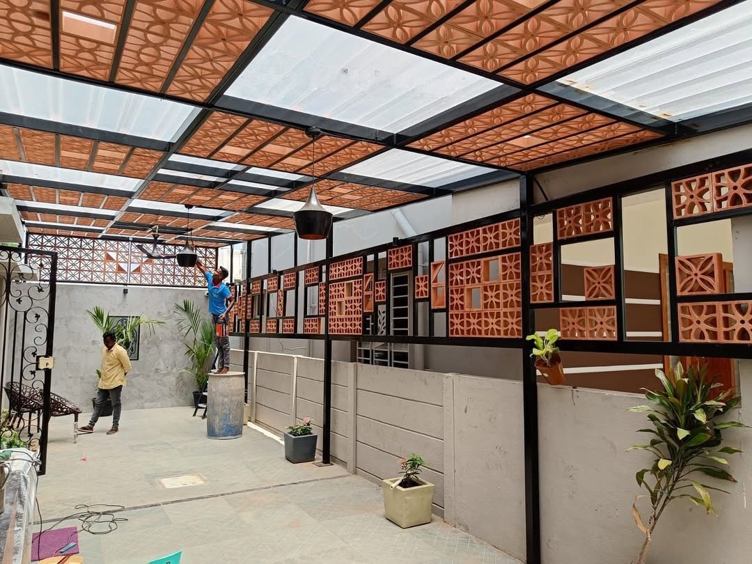 Glass Pergola with Terracotta Jalli - 10'X10'