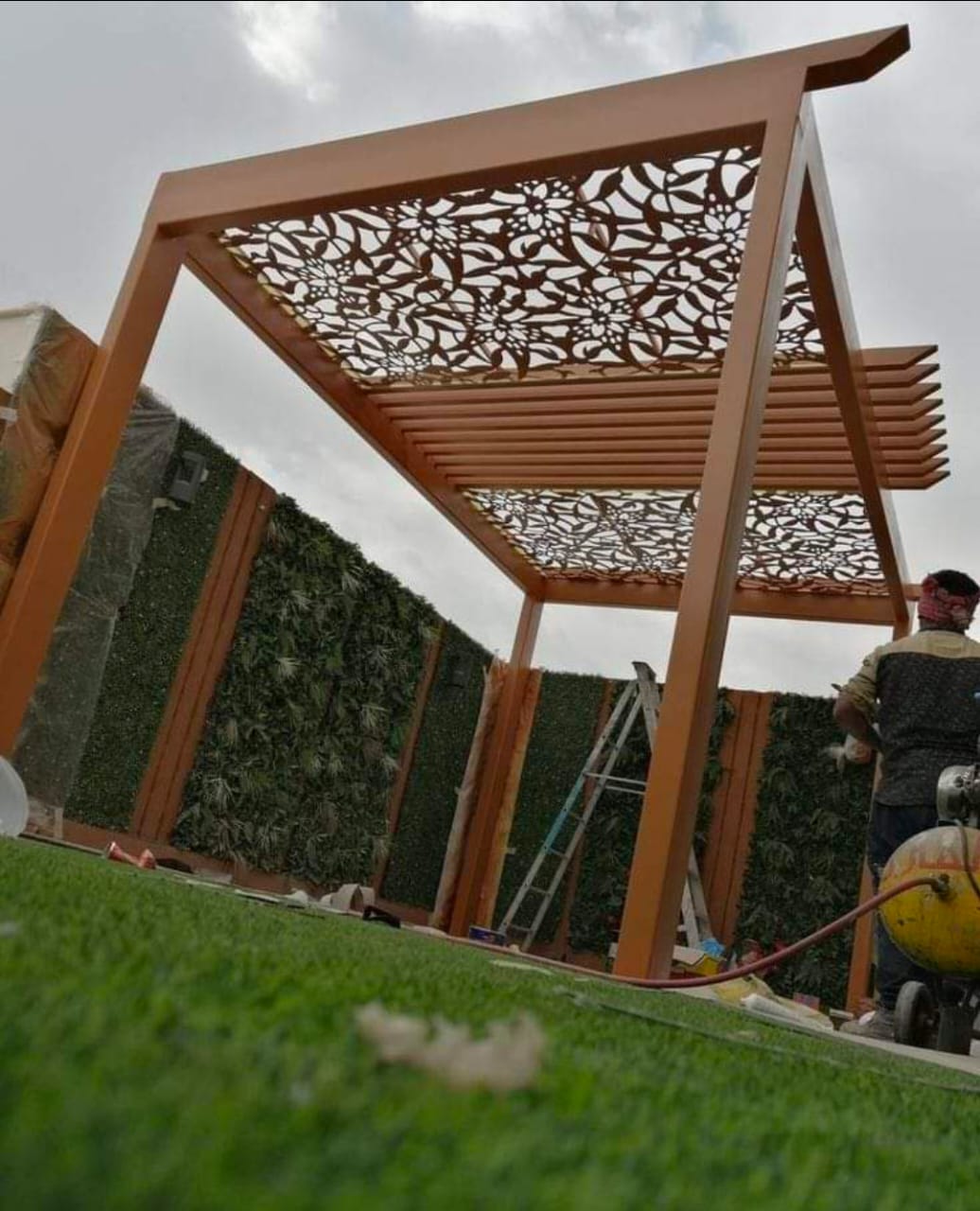 Glass Pergola - 10MM Toughened Glass, with Laser Cut Sheet Design