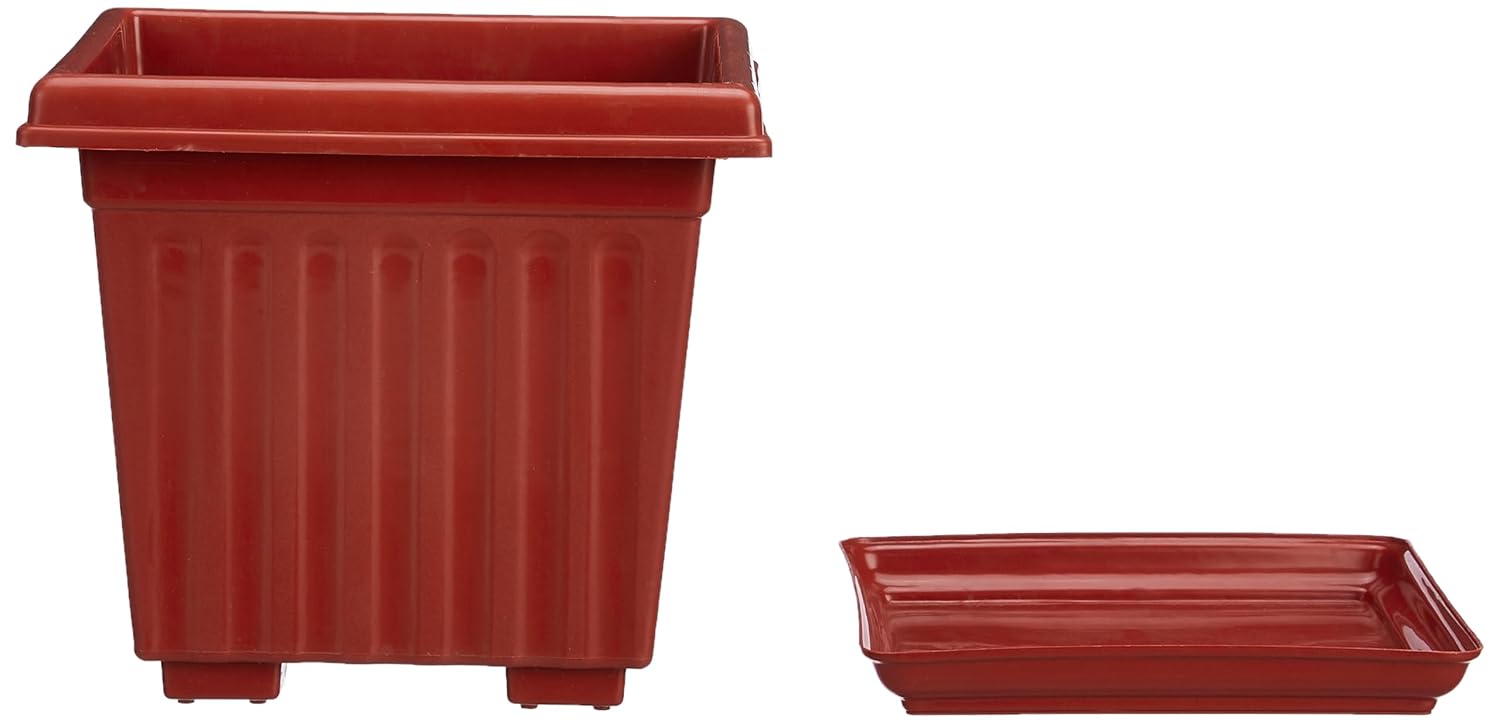 Paggu Square Plastic Pots for Plants with Bottom Tray