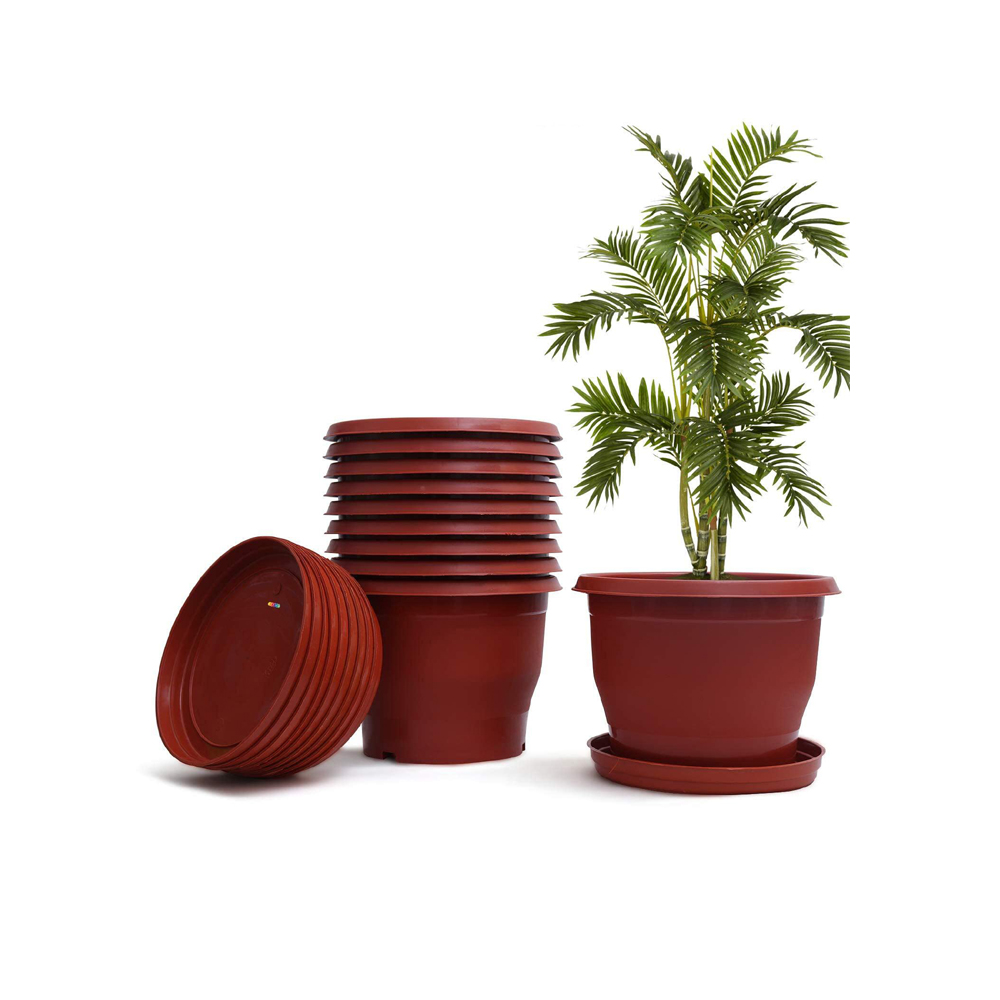 Paggu Plastic Flower Pot with Bottom Tray Set