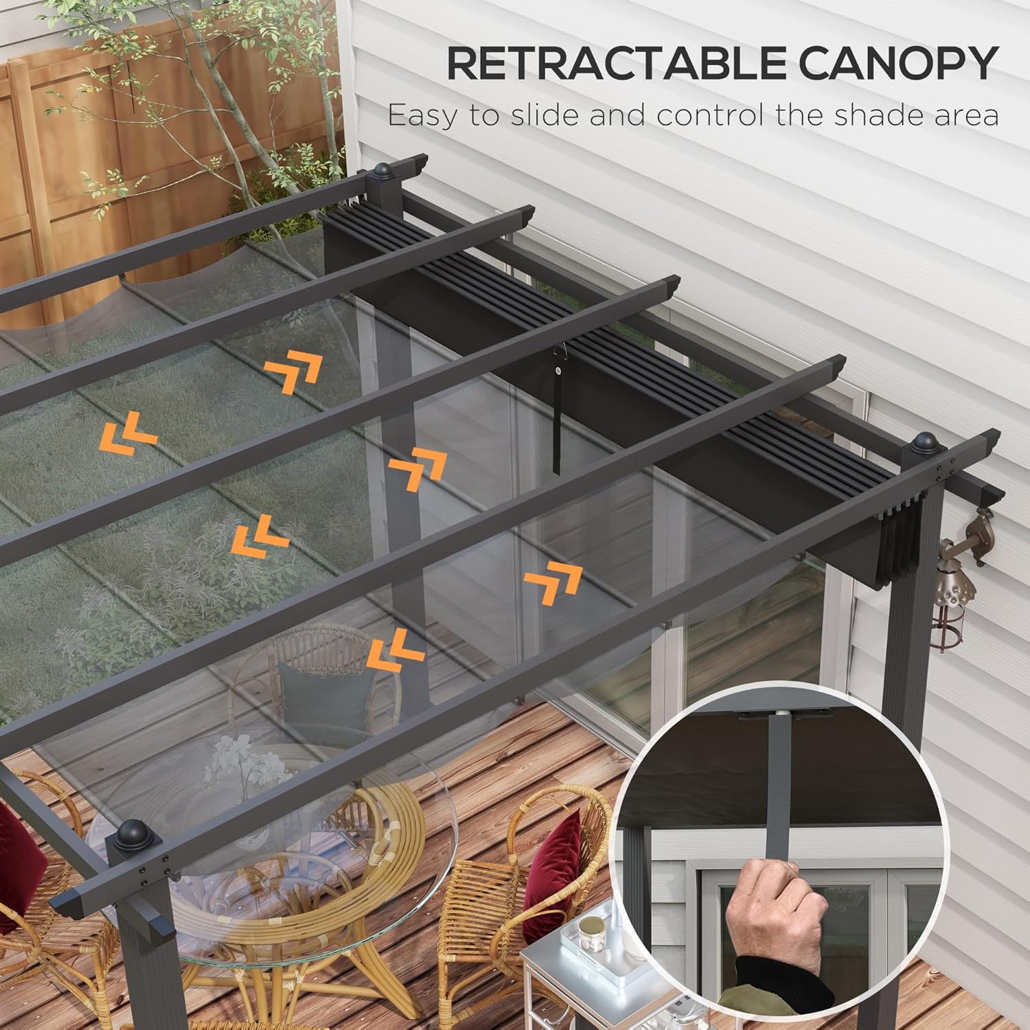 Paggu 10'X10' Pergola with Retractable Roof
