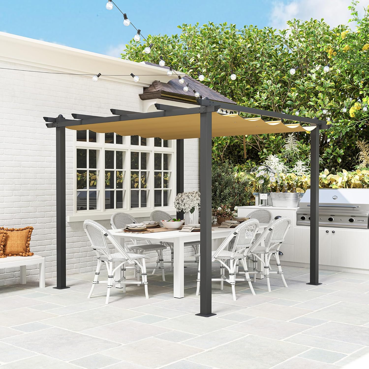 Paggu 10'X10' Pergola with Retractable Roof