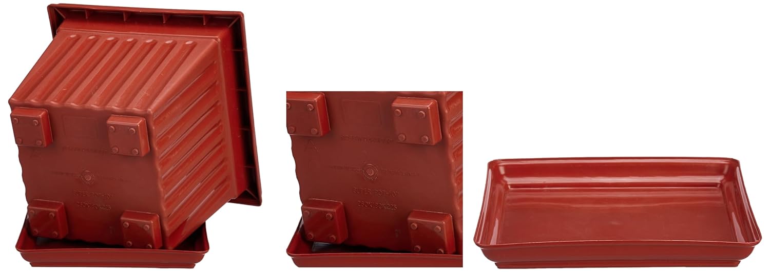 Paggu Square Plastic Pots for Plants with Bottom Tray