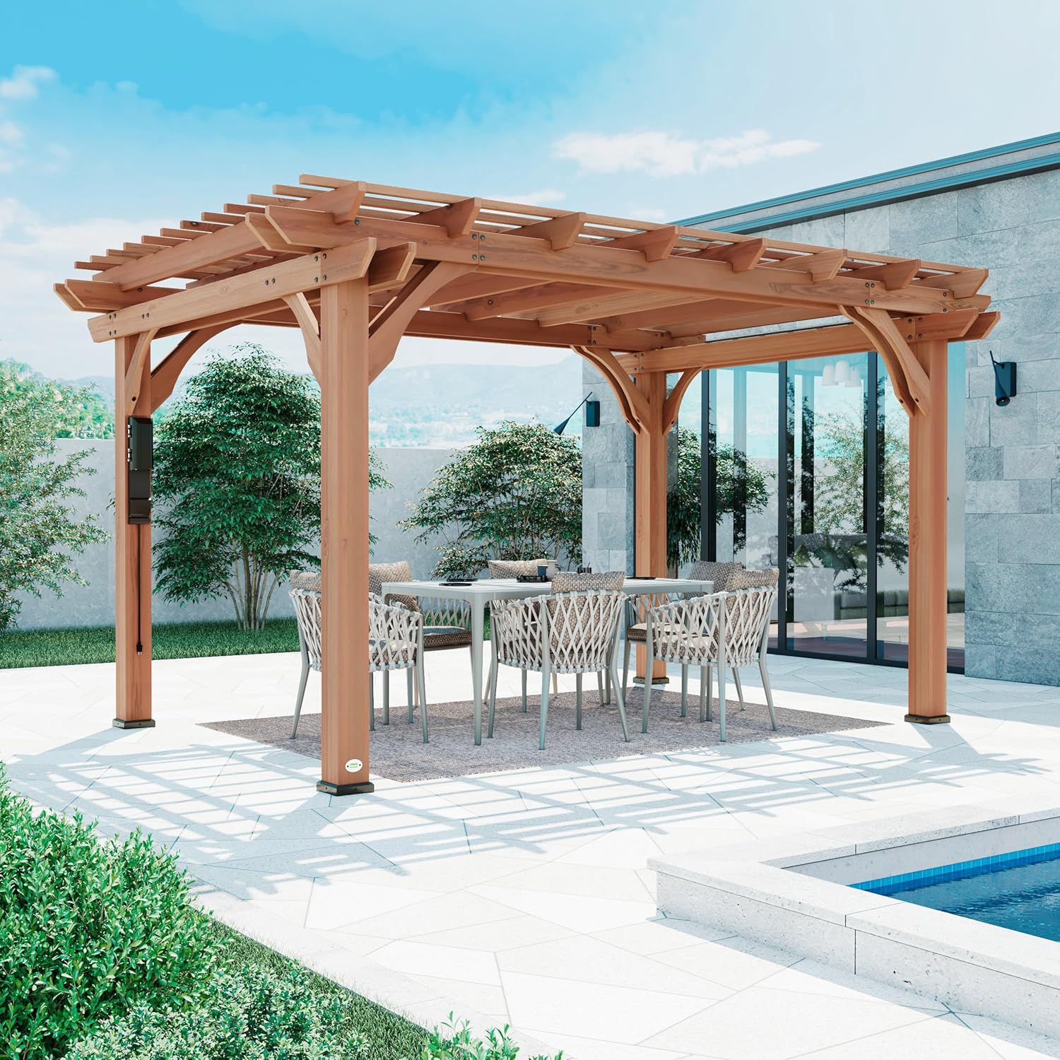 Paggu Wooden Pergola Open Roof, 14'X10'