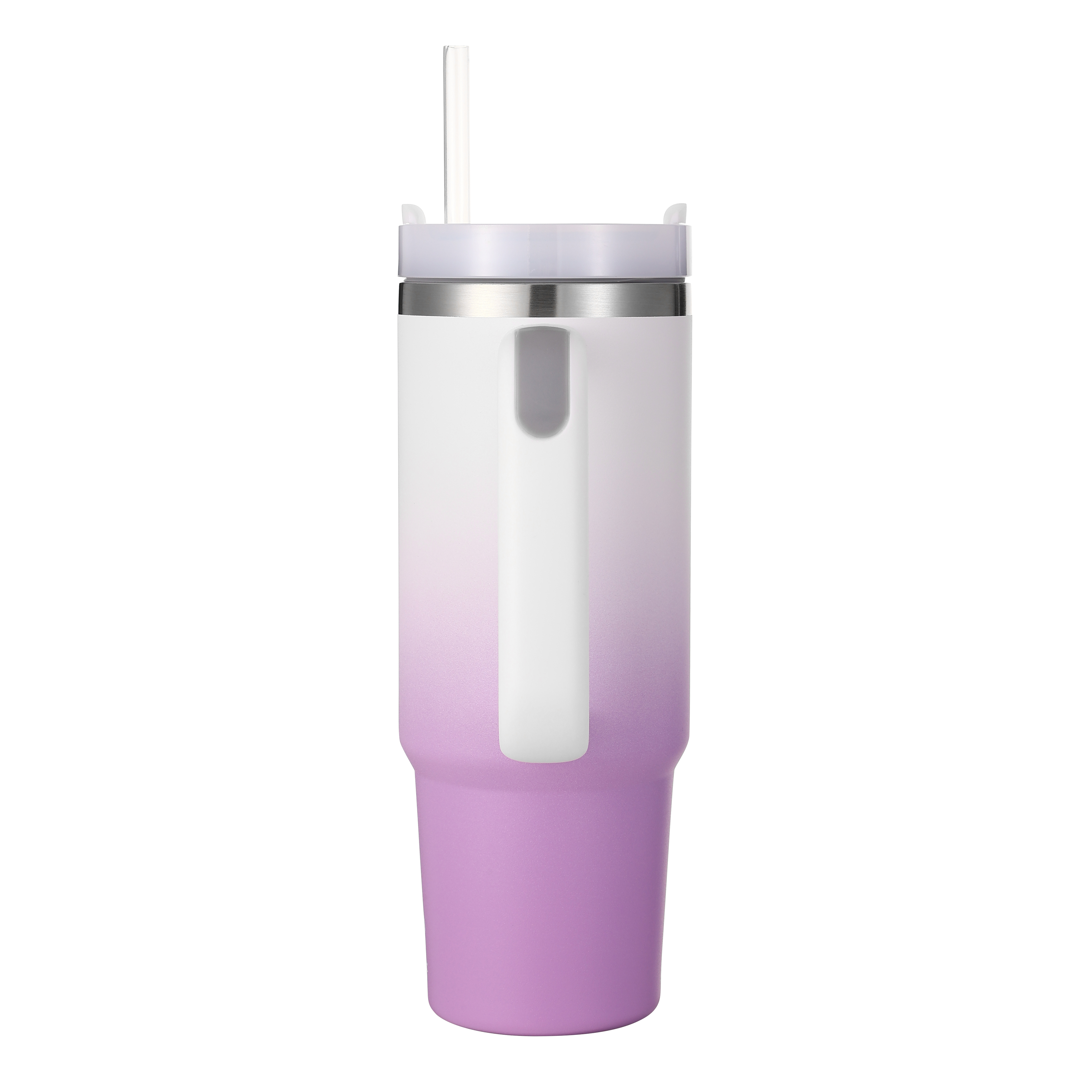 30oz Stainless Steel Tumbler with Straw – Purple