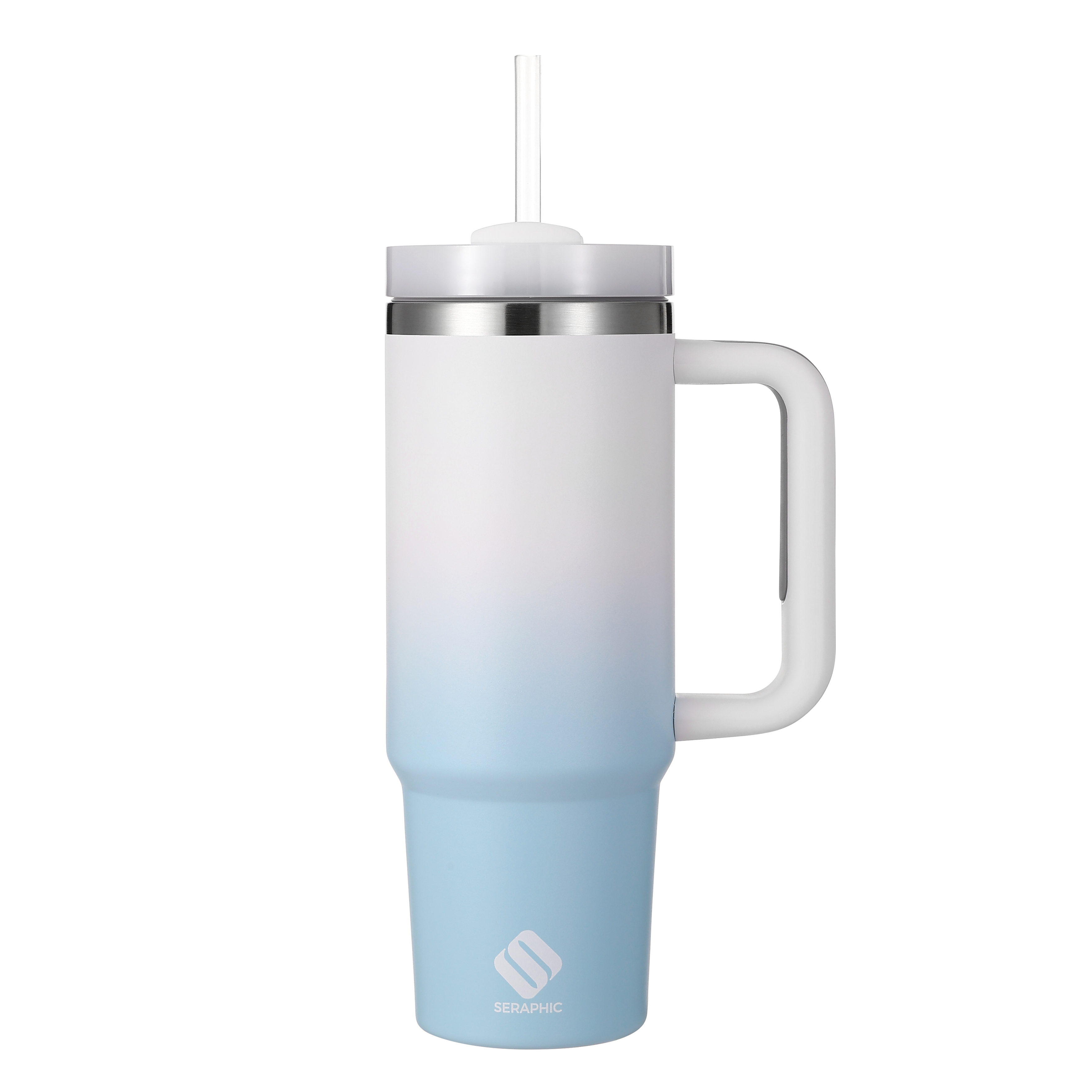 30oz Stainless Steel Tumbler with Straw – Blue